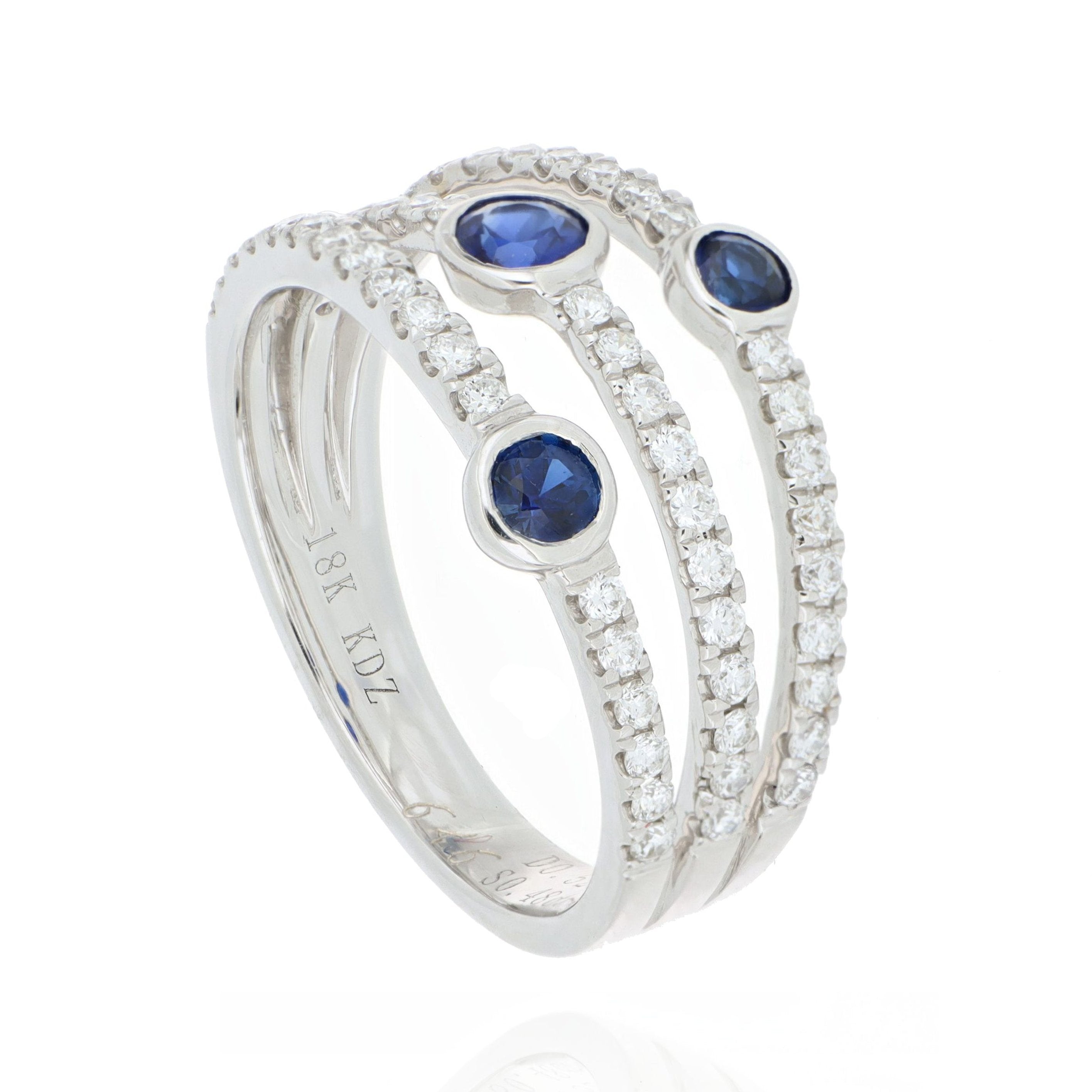 18k White Gold Blue Sapphire and Diamond Cocktail Ring