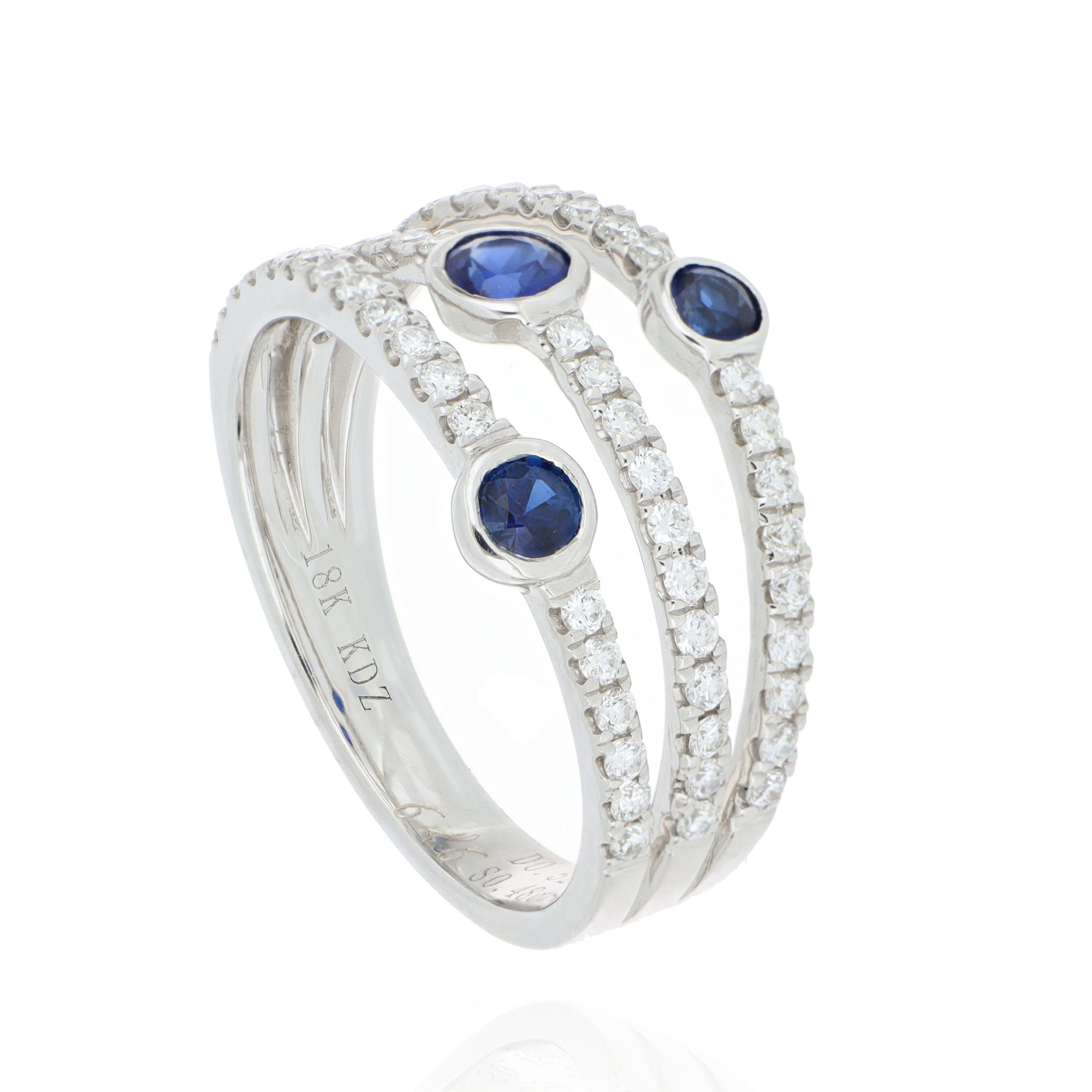 18k White Gold Blue Sapphire and Diamond Cocktail Ring