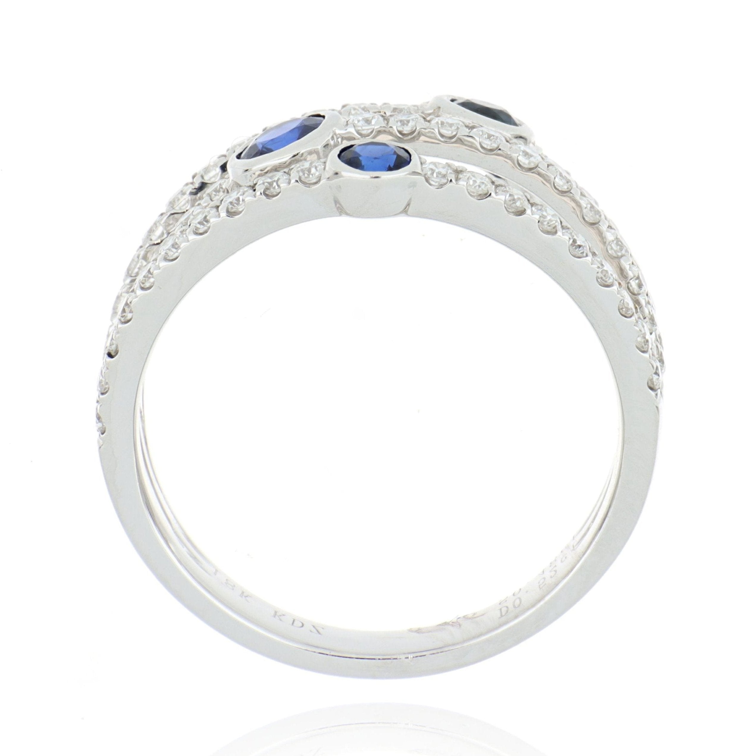 18k White Gold Blue Sapphire and Diamond Cocktail Ring