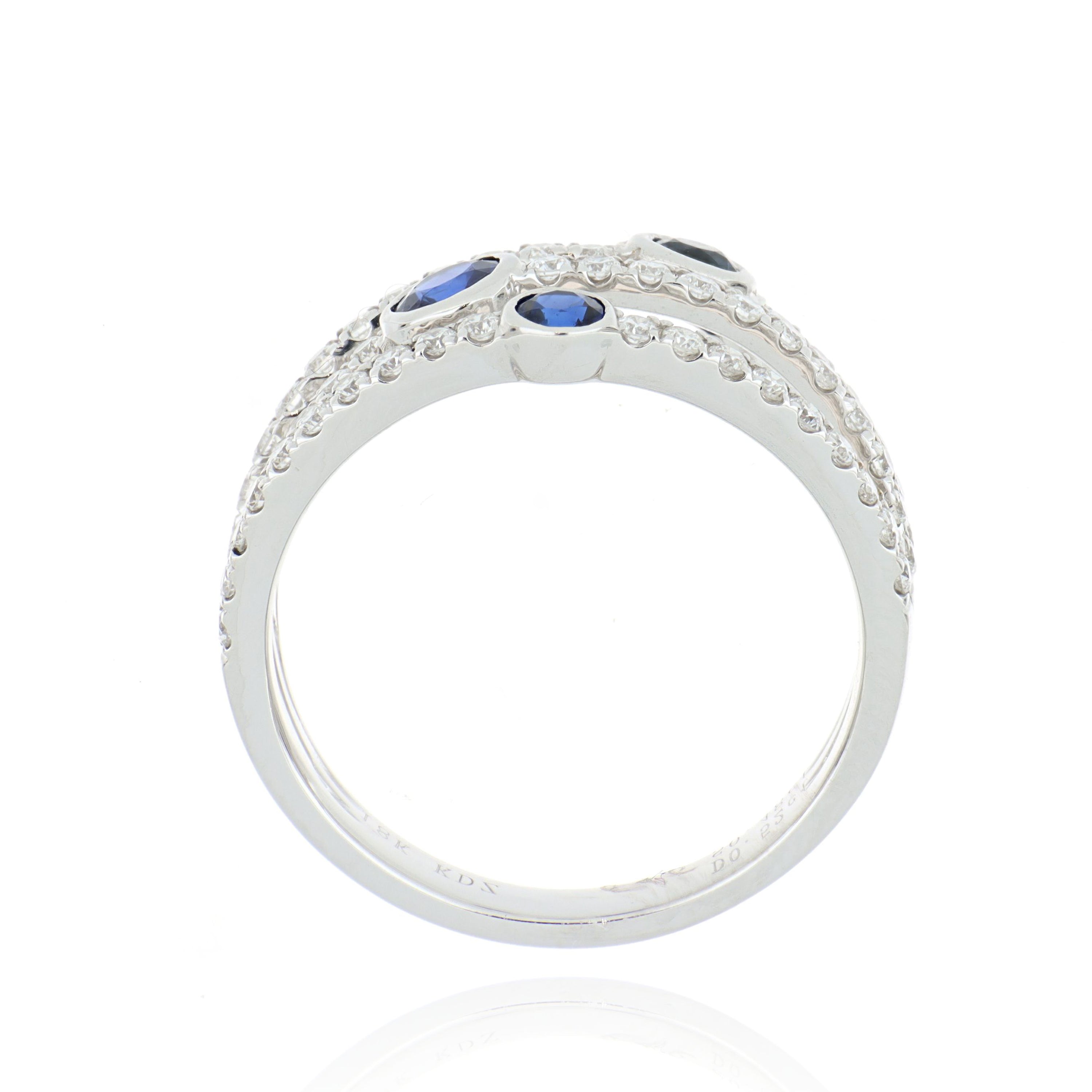 18k White Gold Blue Sapphire and Diamond Cocktail Ring