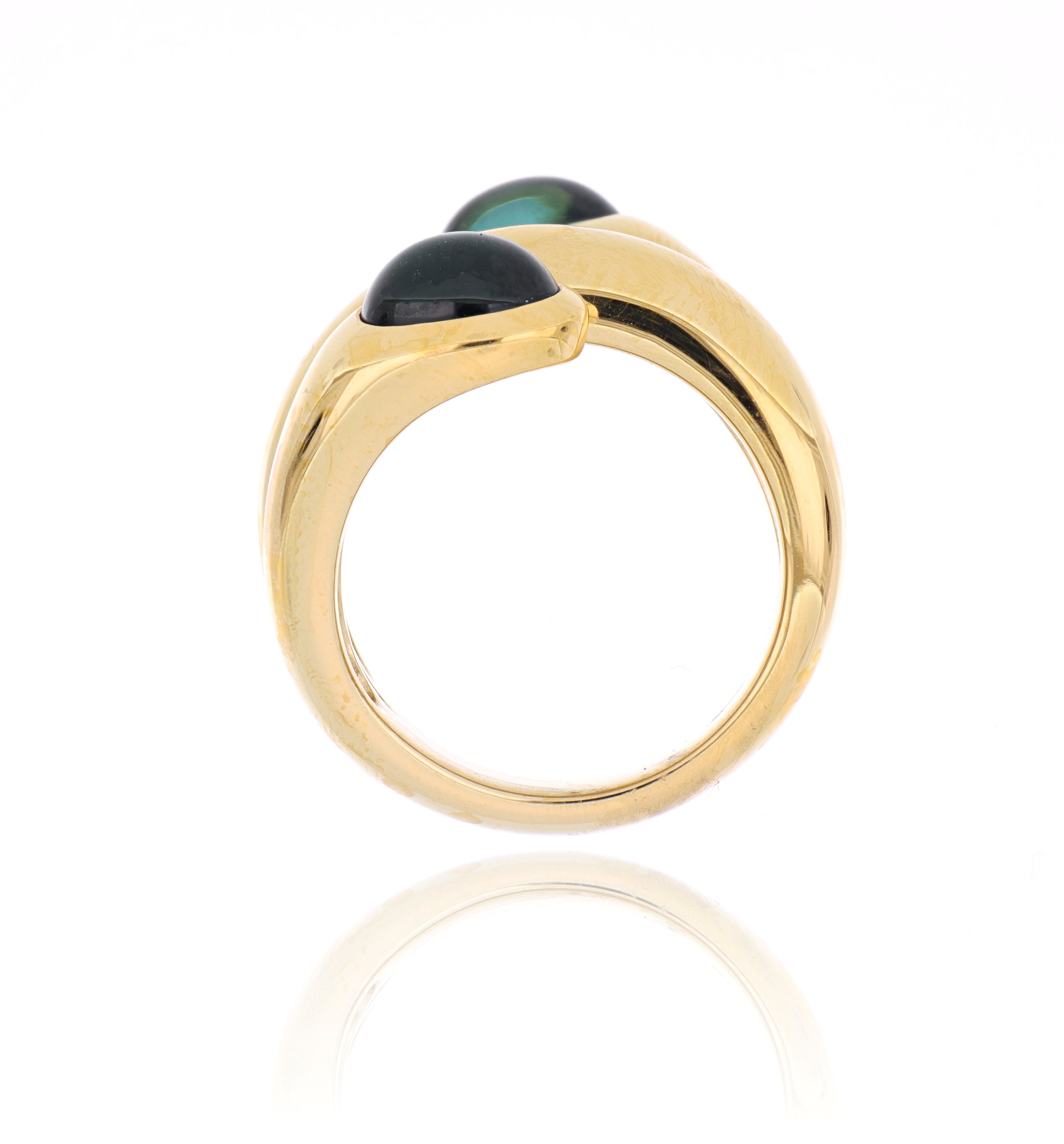 Custom 18k Yellow Gold Green Tourmaline Cocktail Ring