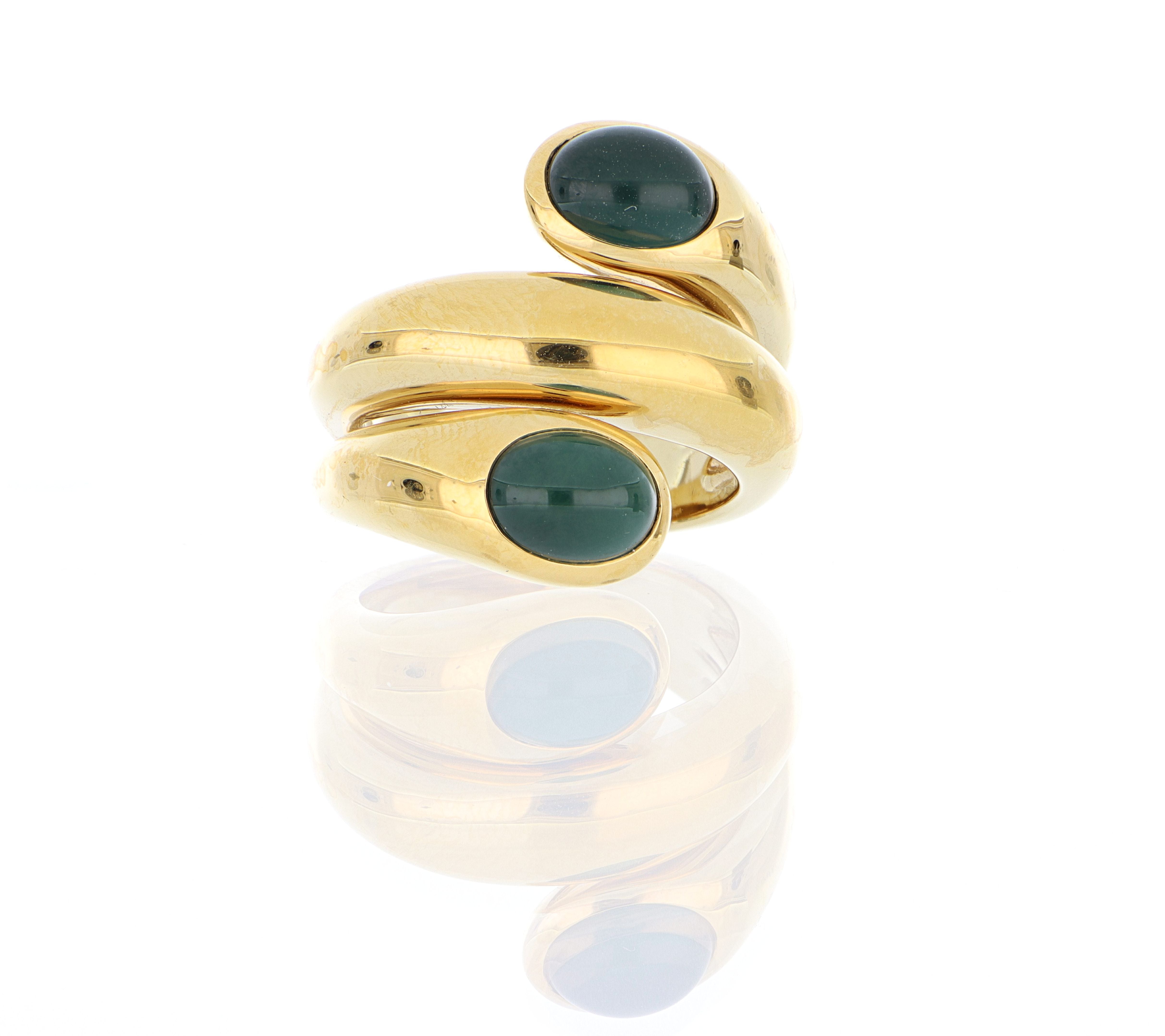 Custom 18k Yellow Gold Green Tourmaline Cocktail Ring