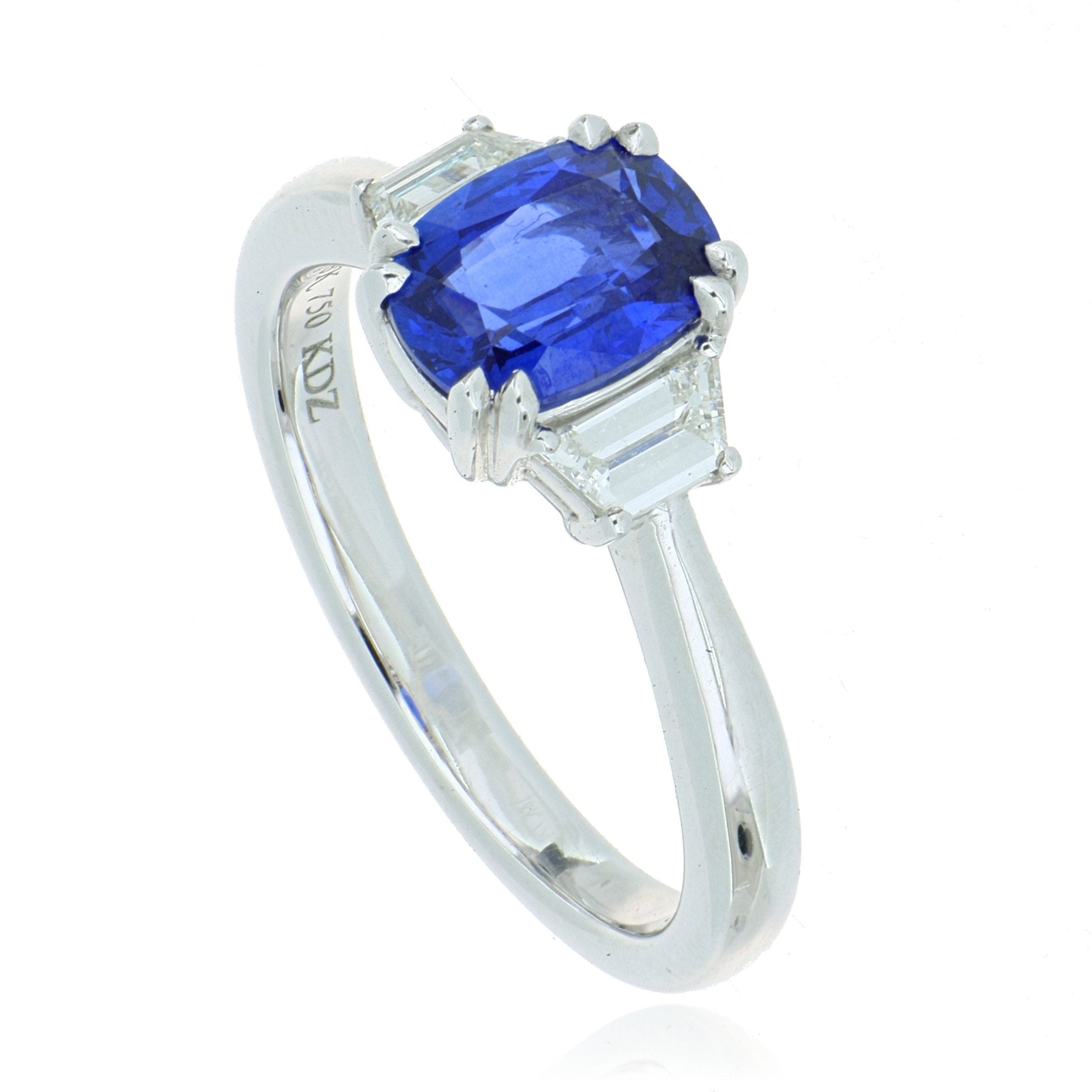 18k White Gold Blue Sapphire and Diamond Ring