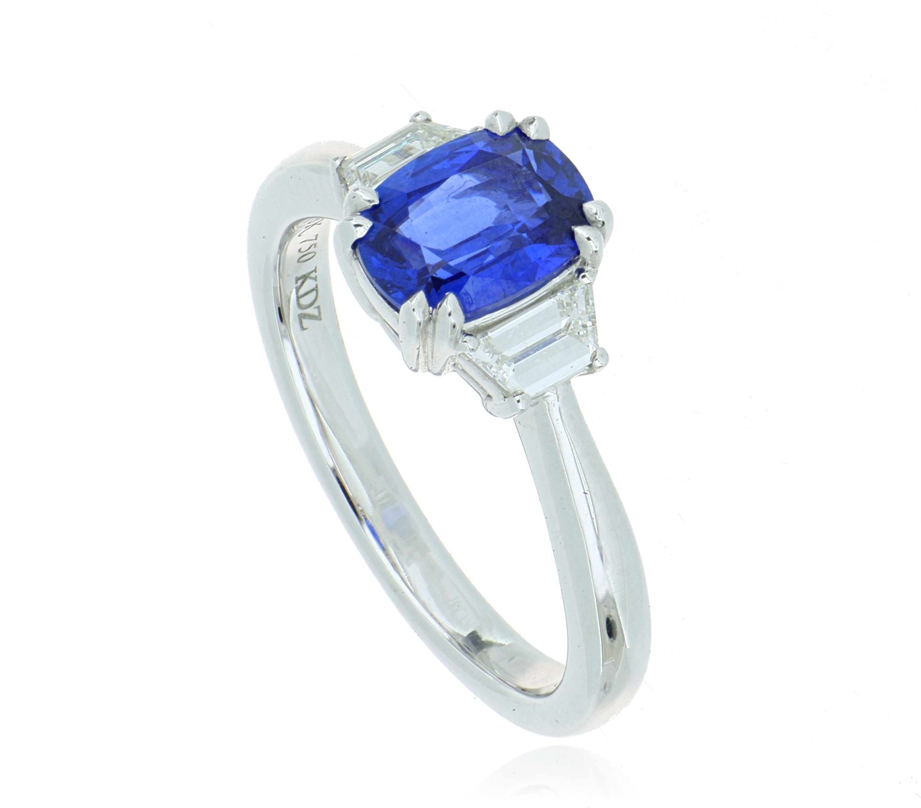 18k White Gold Blue Sapphire and Diamond Ring