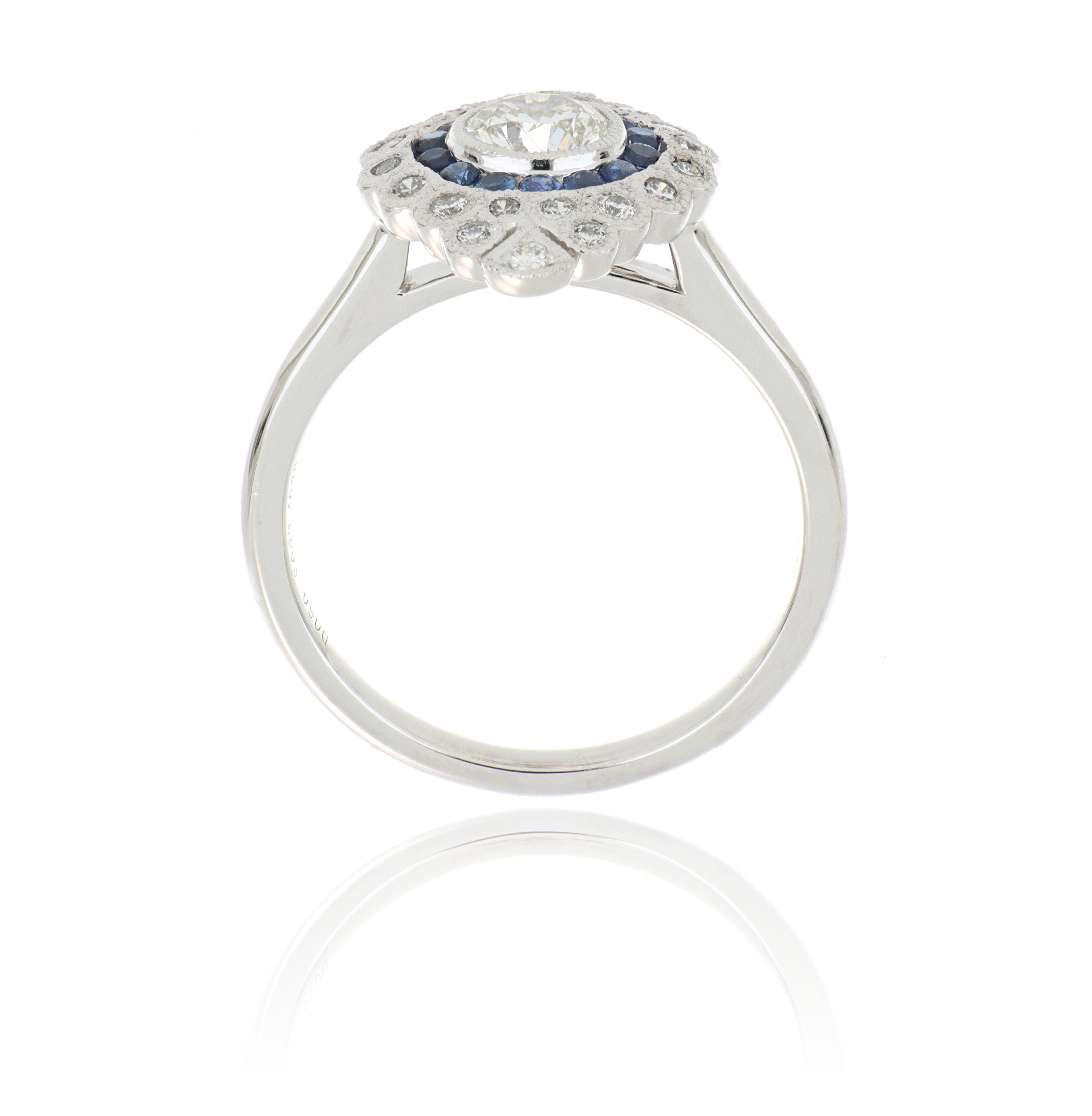 18k White Gold Blue Sapphire and Diamond Cocktail Ring