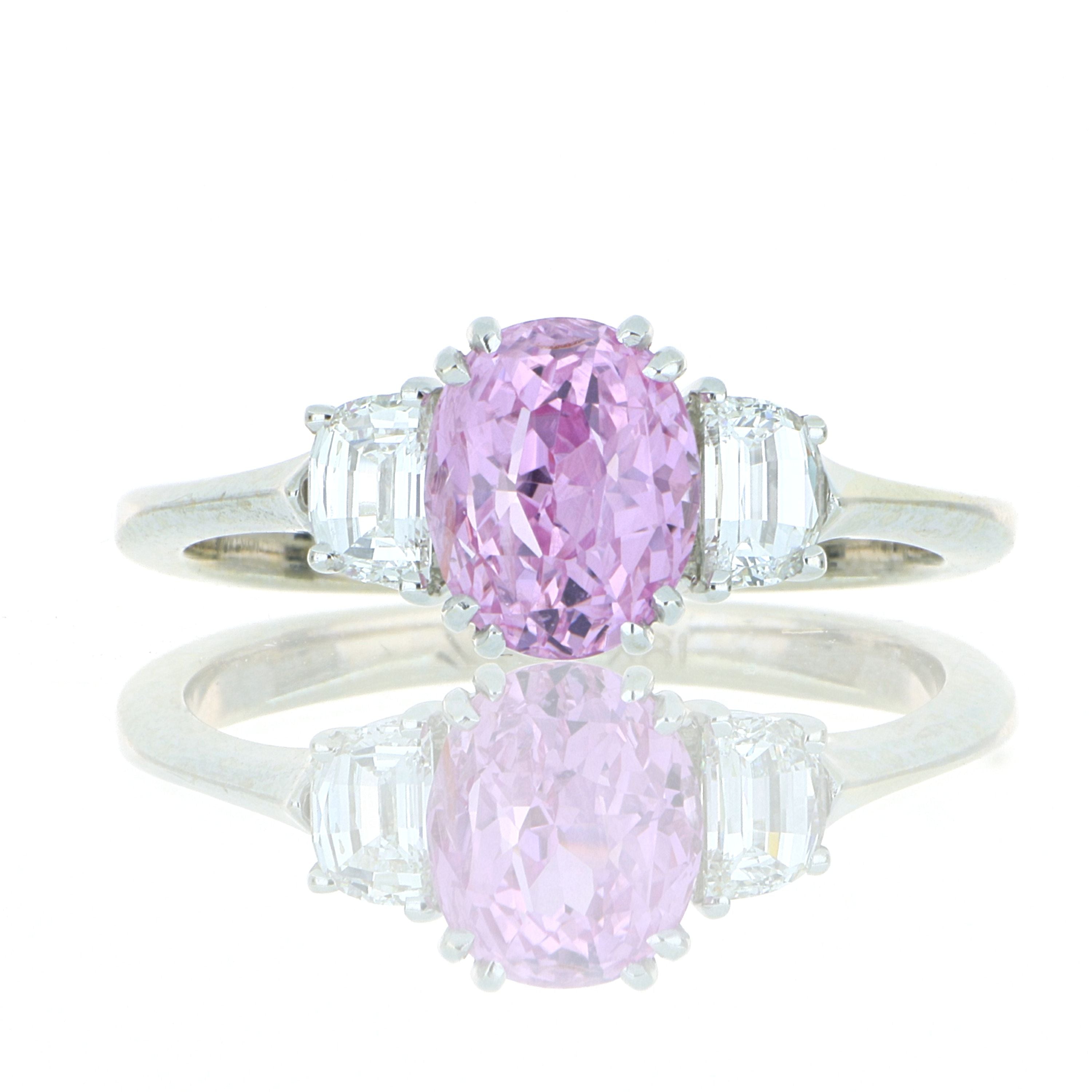 18k White Gold Pink Sapphire and Diamond Ring