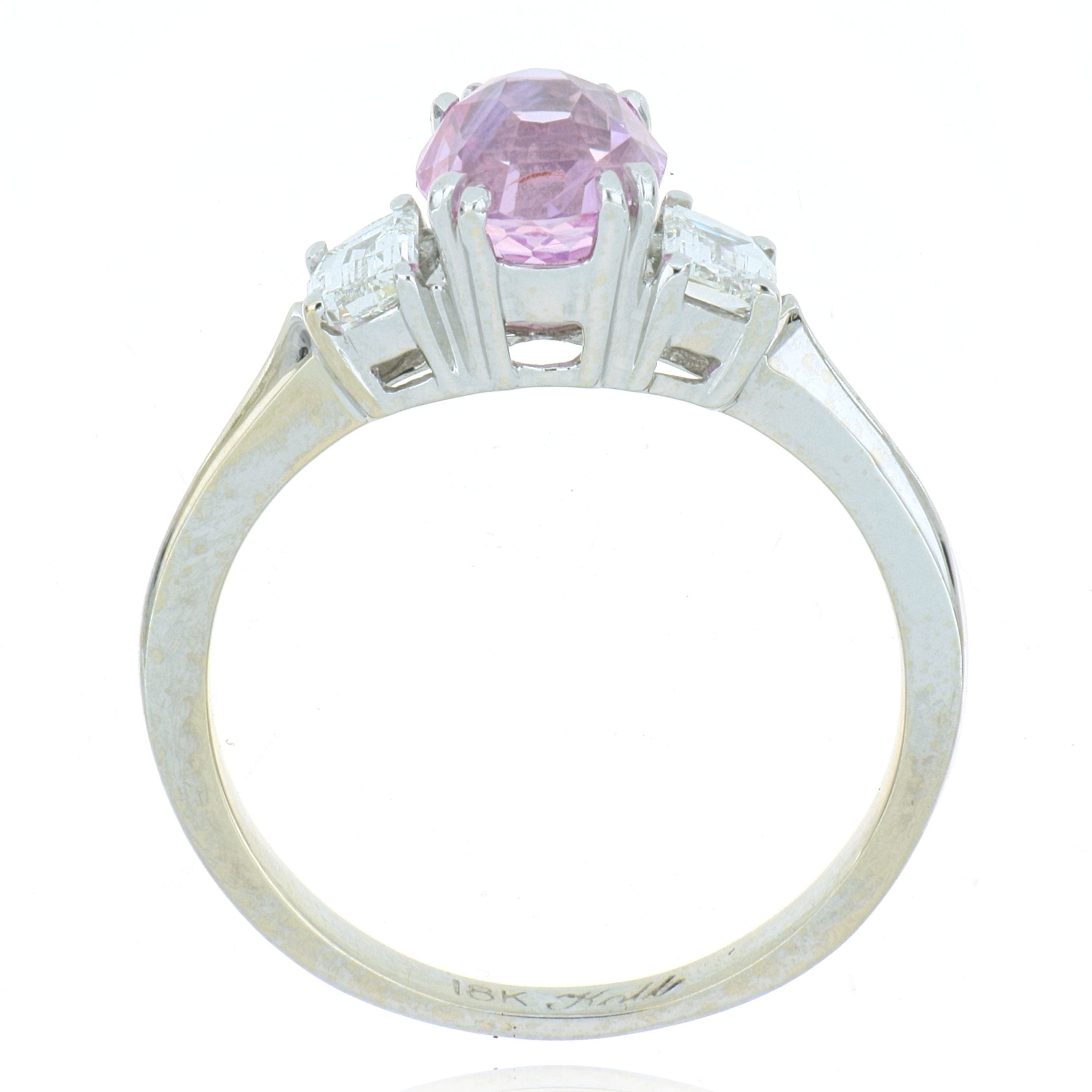 18k White Gold Pink Sapphire and Diamond Ring