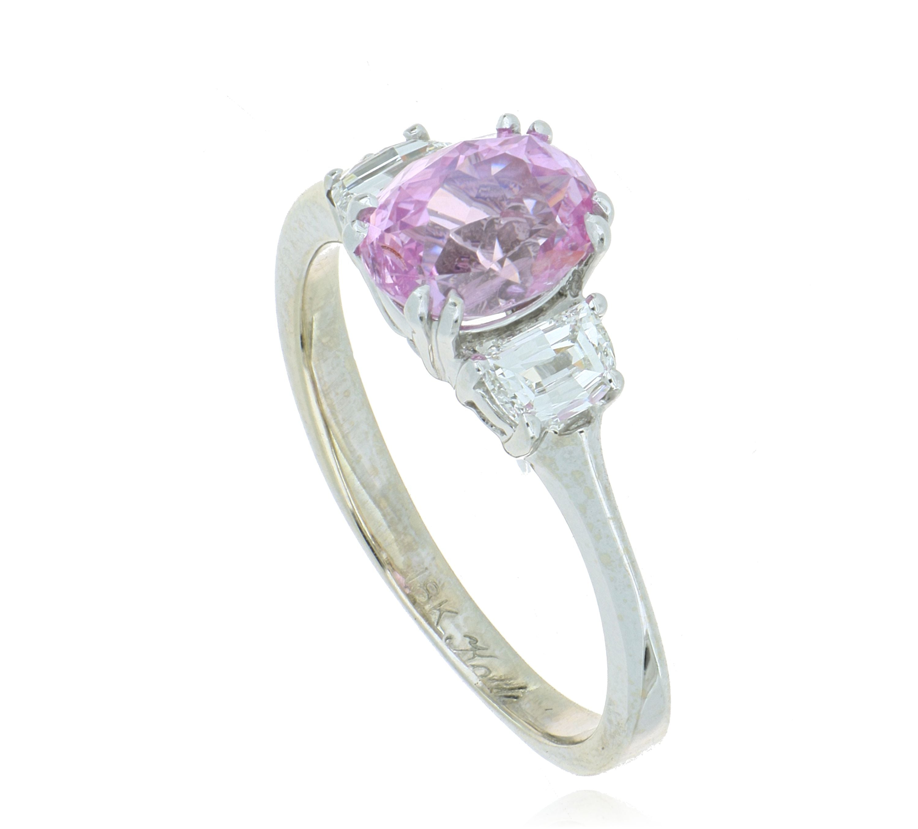 18k White Gold Pink Sapphire and Diamond Ring