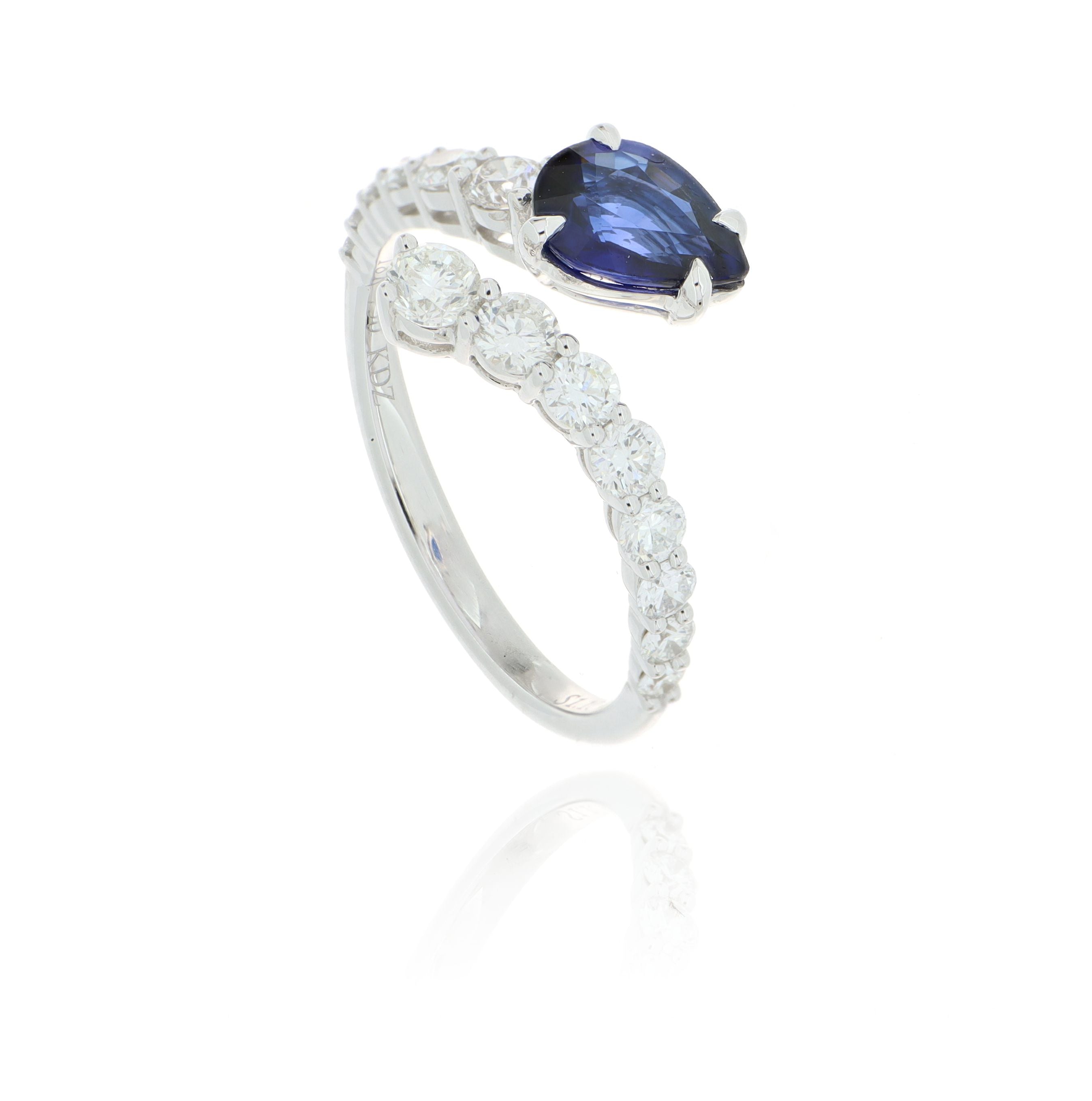 18k White Gold Blue Sapphire and Diamond