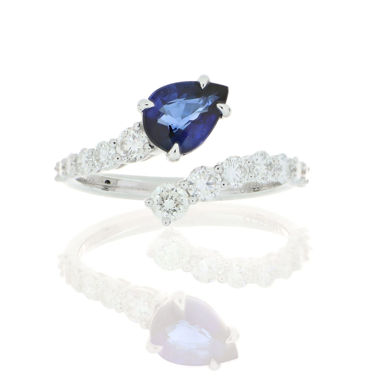 18k White Gold Blue Sapphire and Diamond