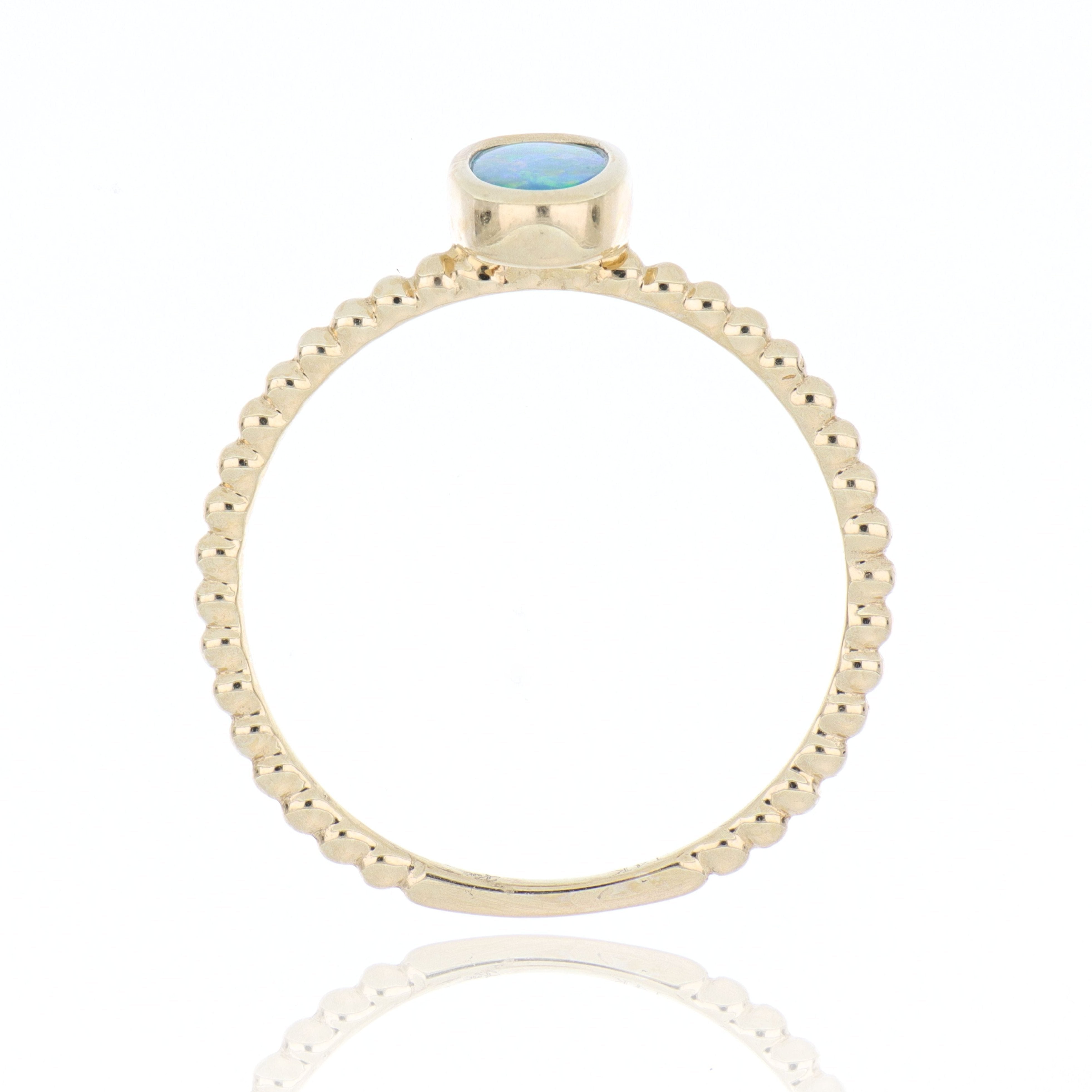 14k Yellow Gold Opal Solitaire Ring