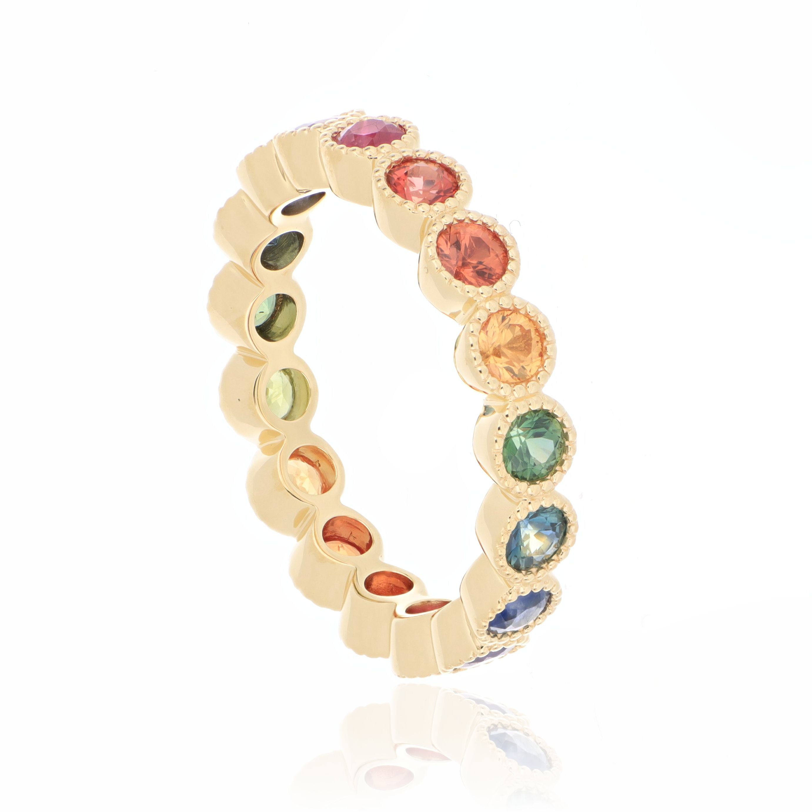 18k Yellow Gold Seven Color Sapphire Eternity Band