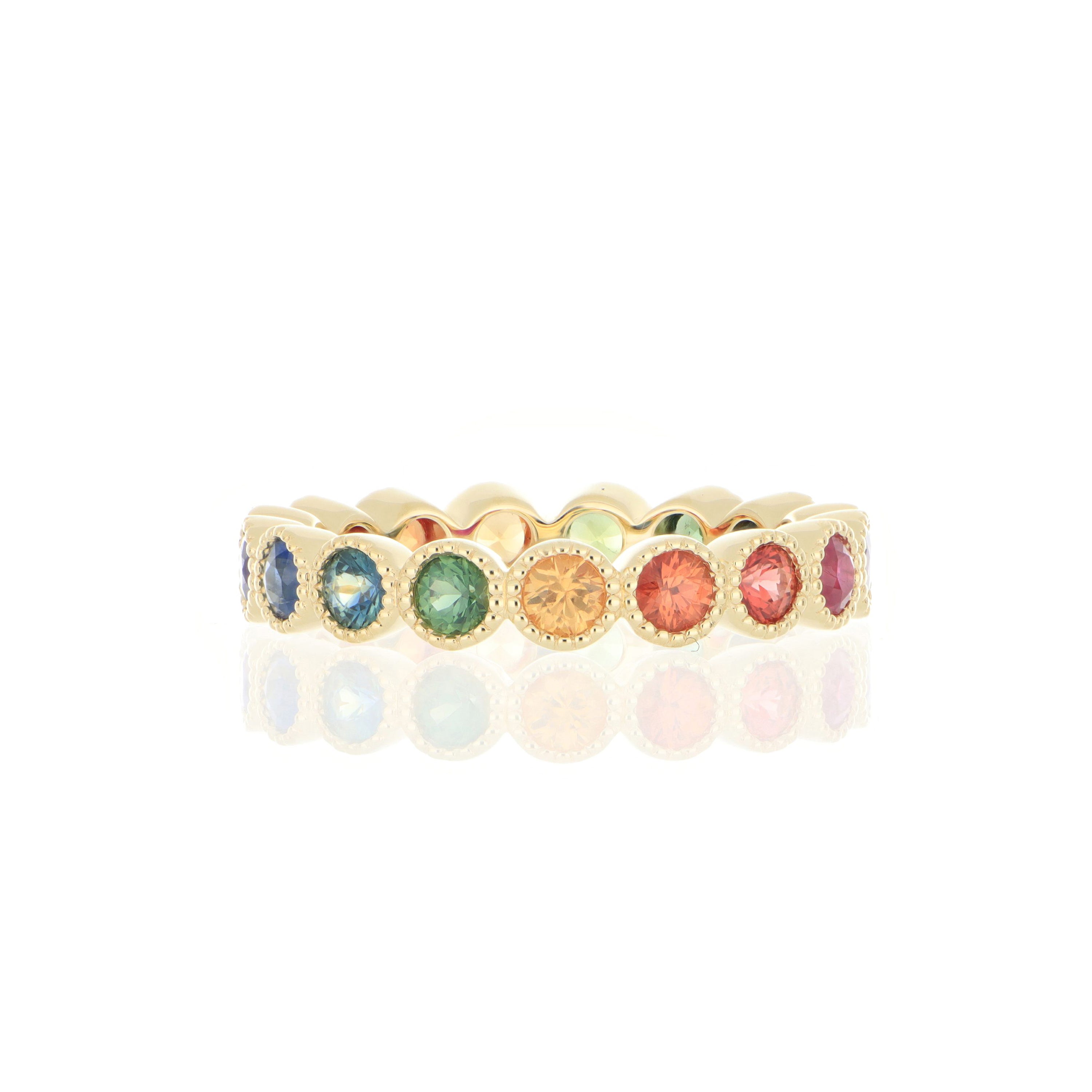 18k Yellow Gold Rainbow Sapphire Eternity Ring