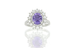 Oval shaped Purple Sapphire and Diamond platinum ring