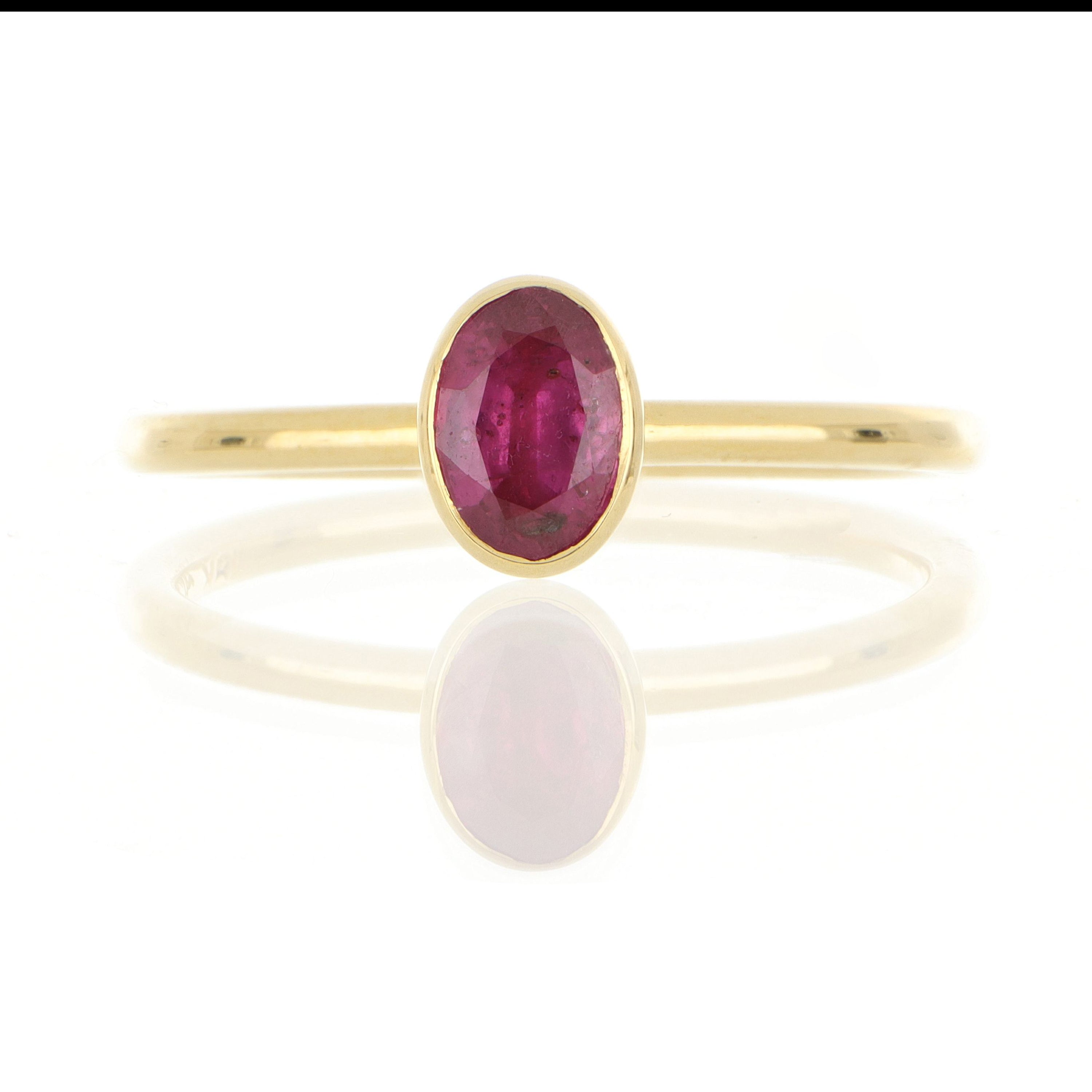 18k Yellow Gold Ruby Yum Drop RIng