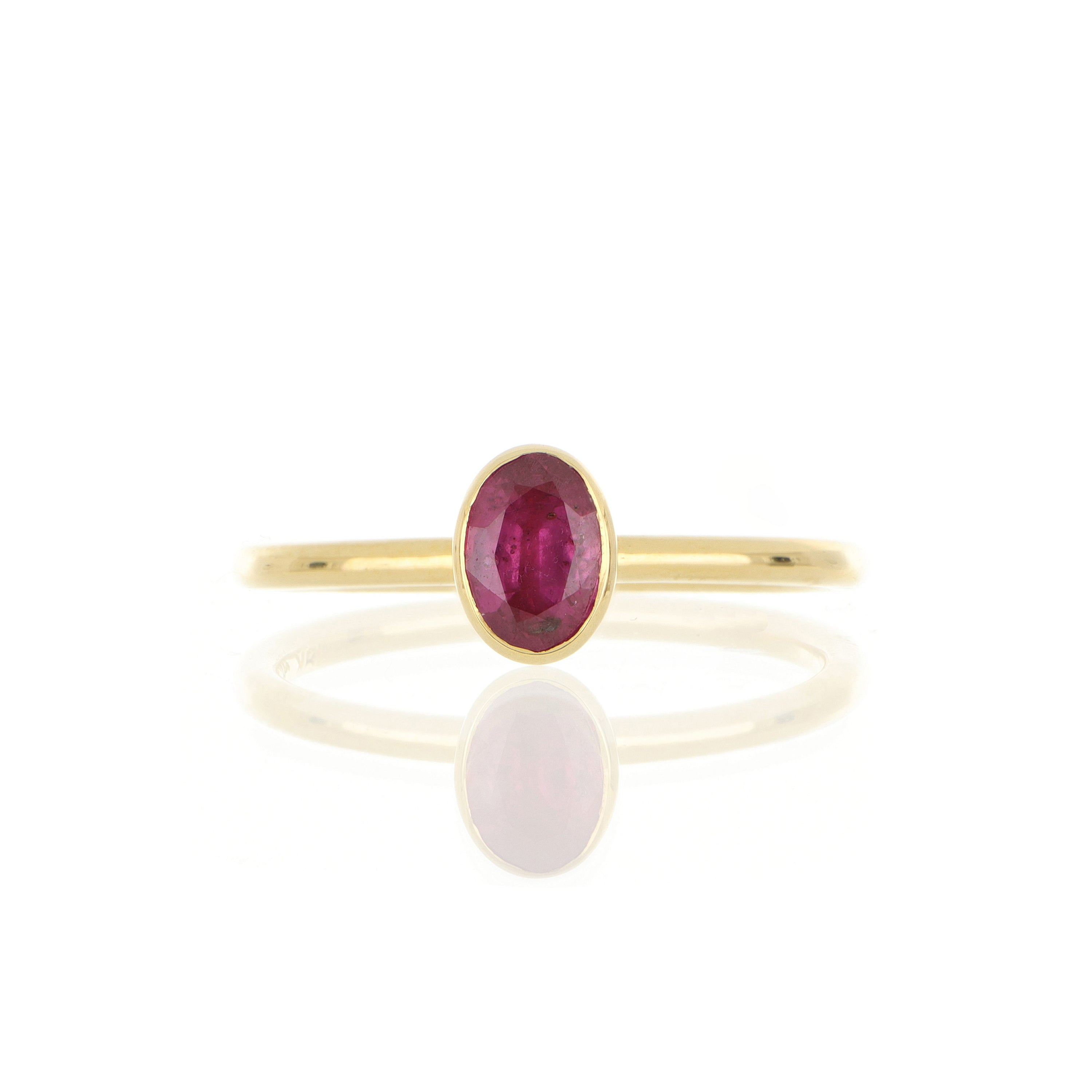 18k Yellow Gold Ruby Yum Drop RIng