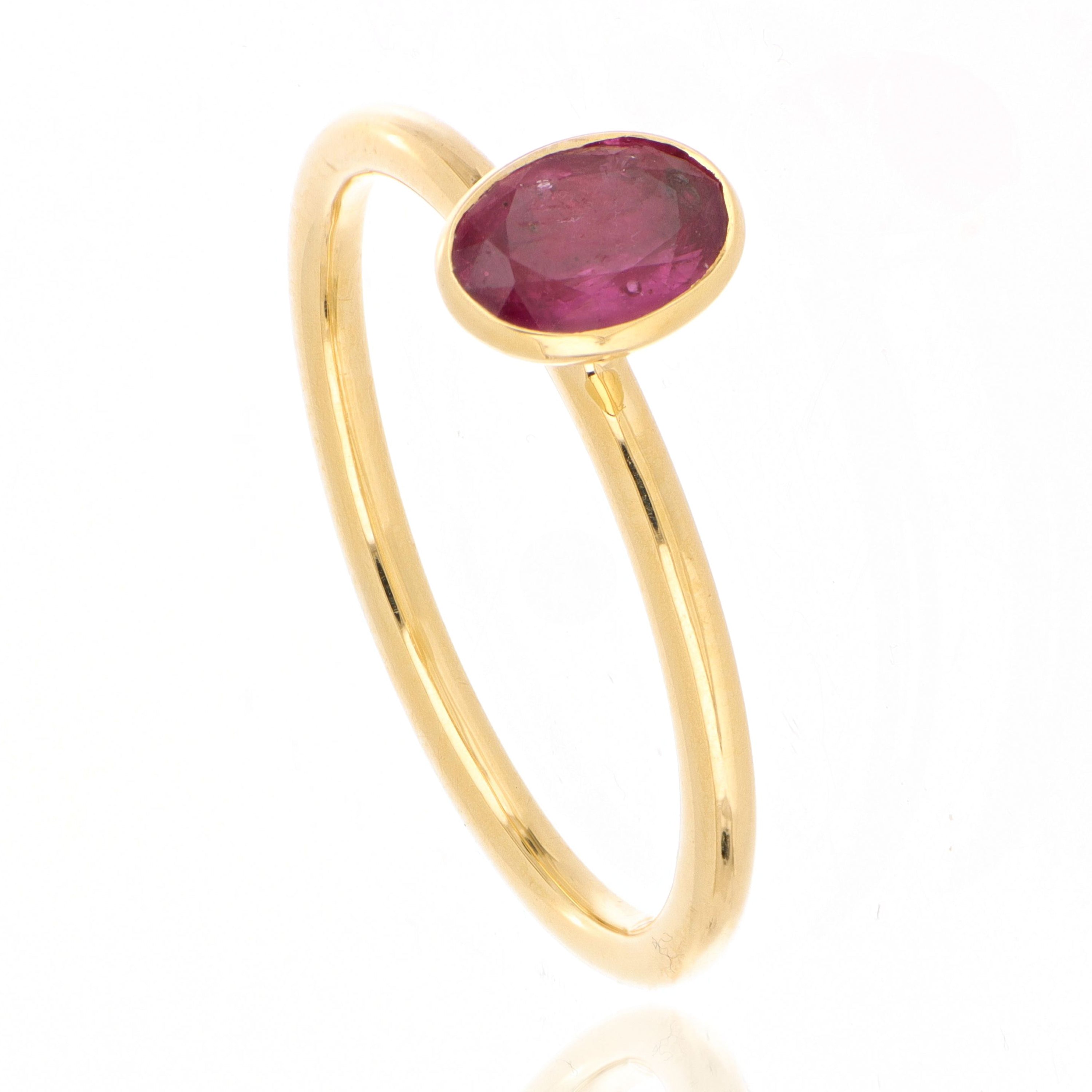 18k Yellow Gold Ruby Yum Drop RIng