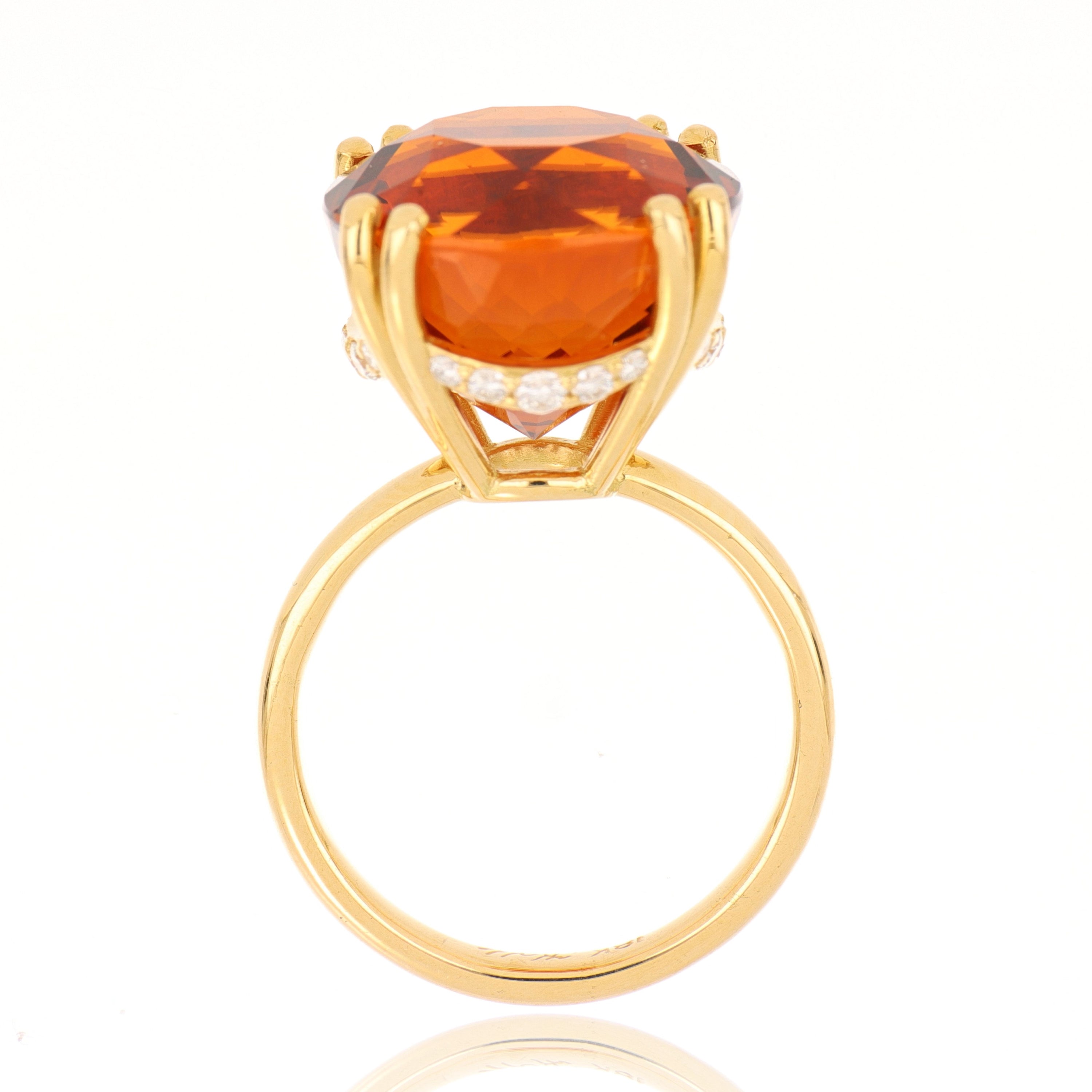 18k Yellow Gold Diamond Accented Citrine Cocktail Ring