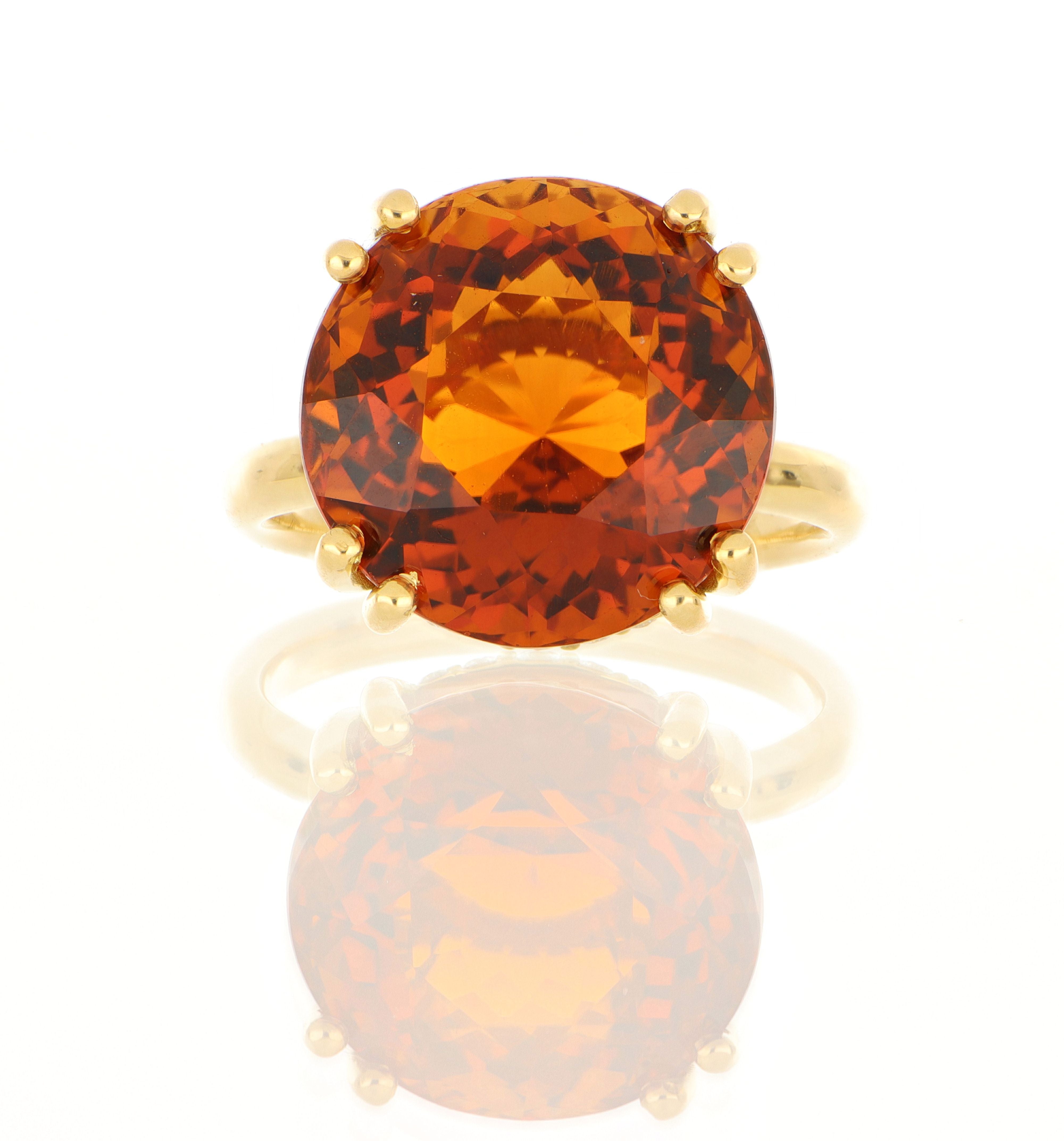 18k Yellow Gold Diamond Accented Citrine Cocktail Ring