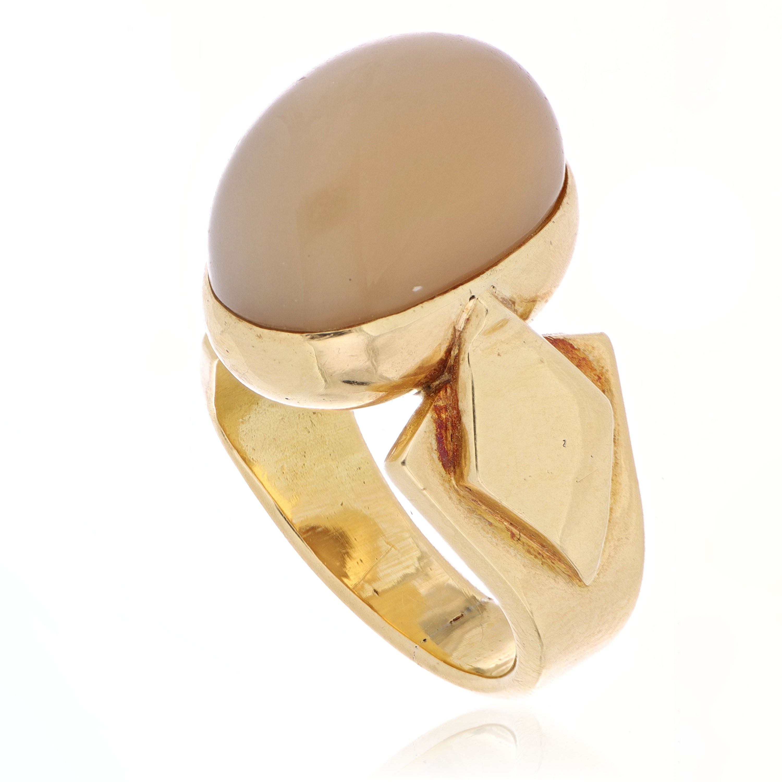 18k Yellow Gold Cabochon Moonstone Men's Pinky Ring