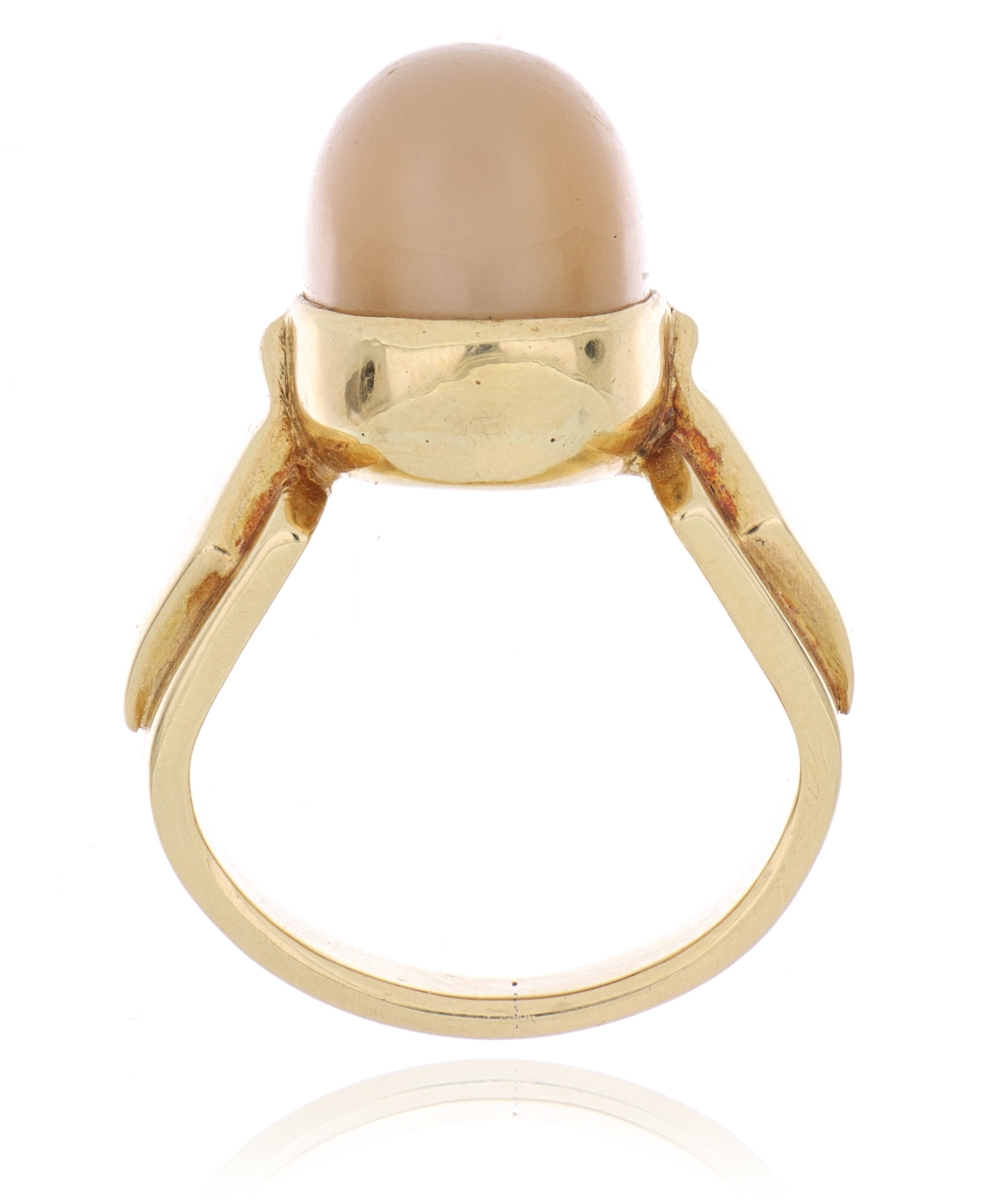 18k Yellow Gold Cabochon Moonstone Men's Pinky Ring