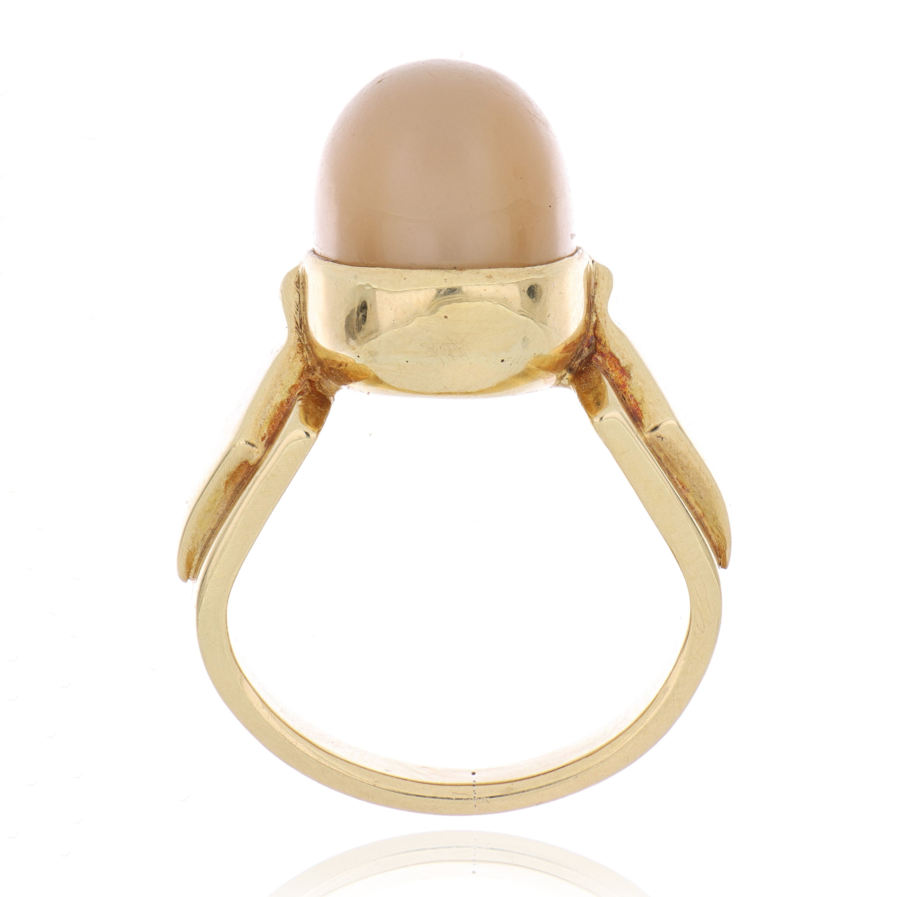 18k Yellow Gold Cabochon Moonstone Men's Pinky Ring