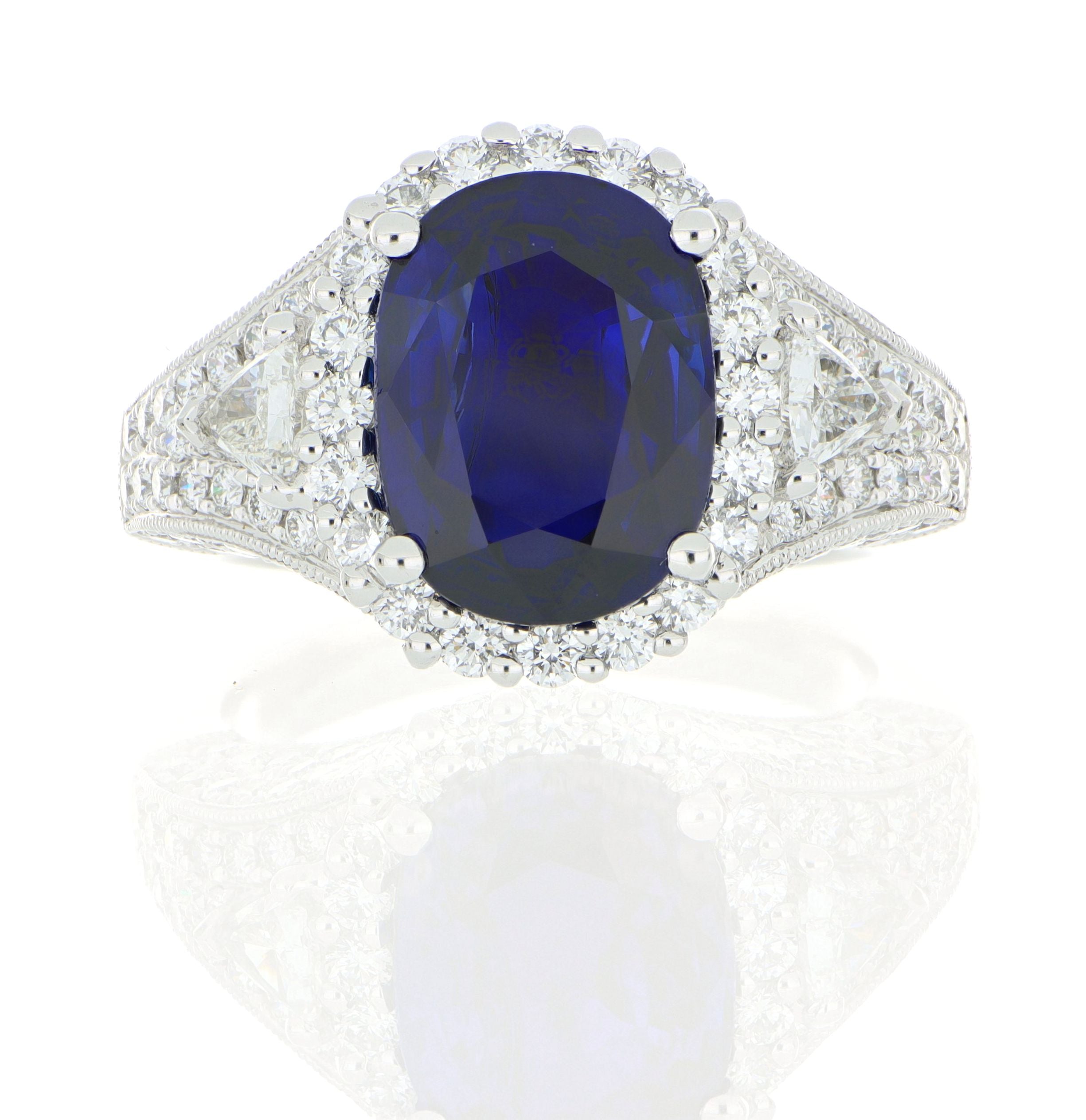 Platinum Blue Sapphire and Diamond Cocktail Ring