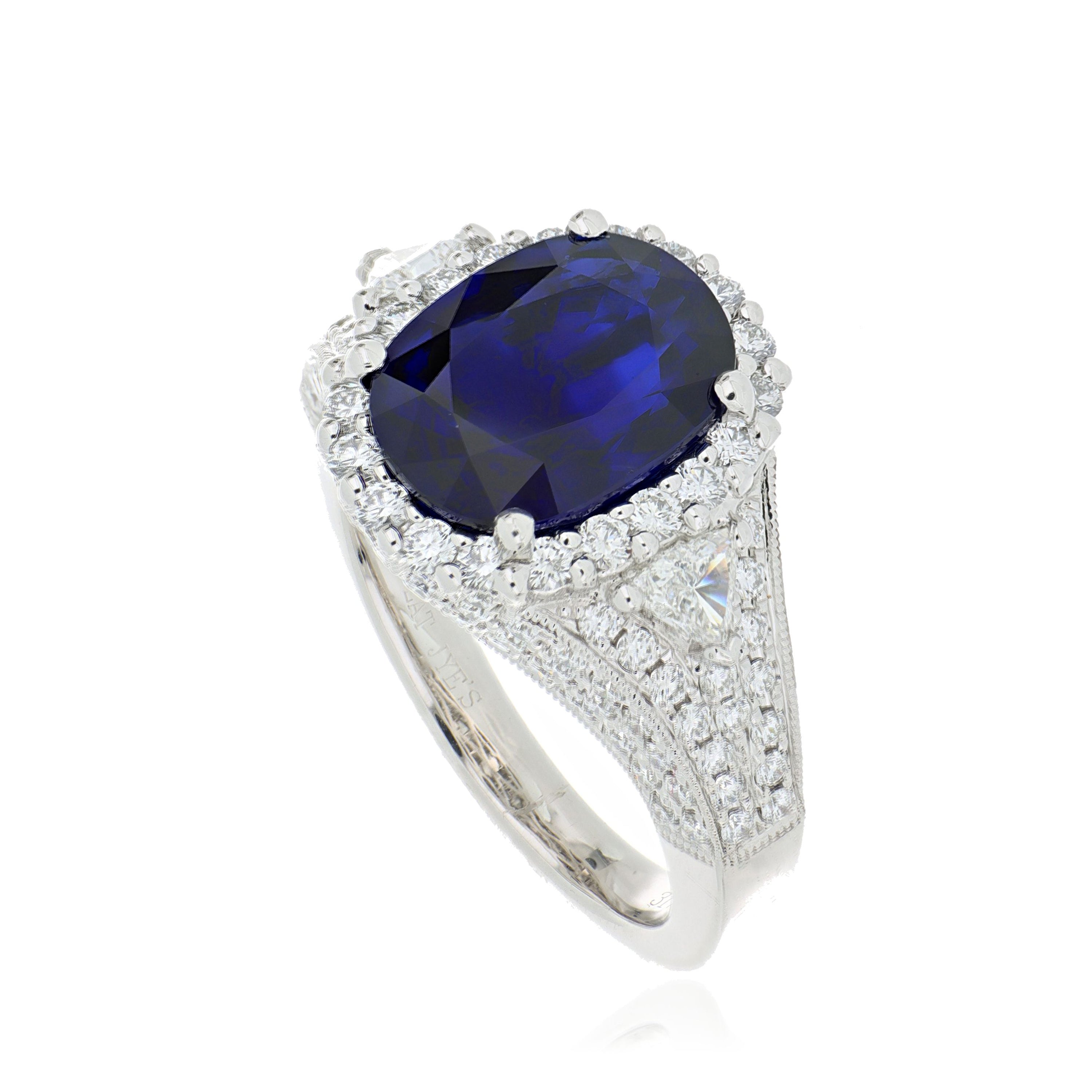 Platinum Blue Sapphire and Diamond Ring