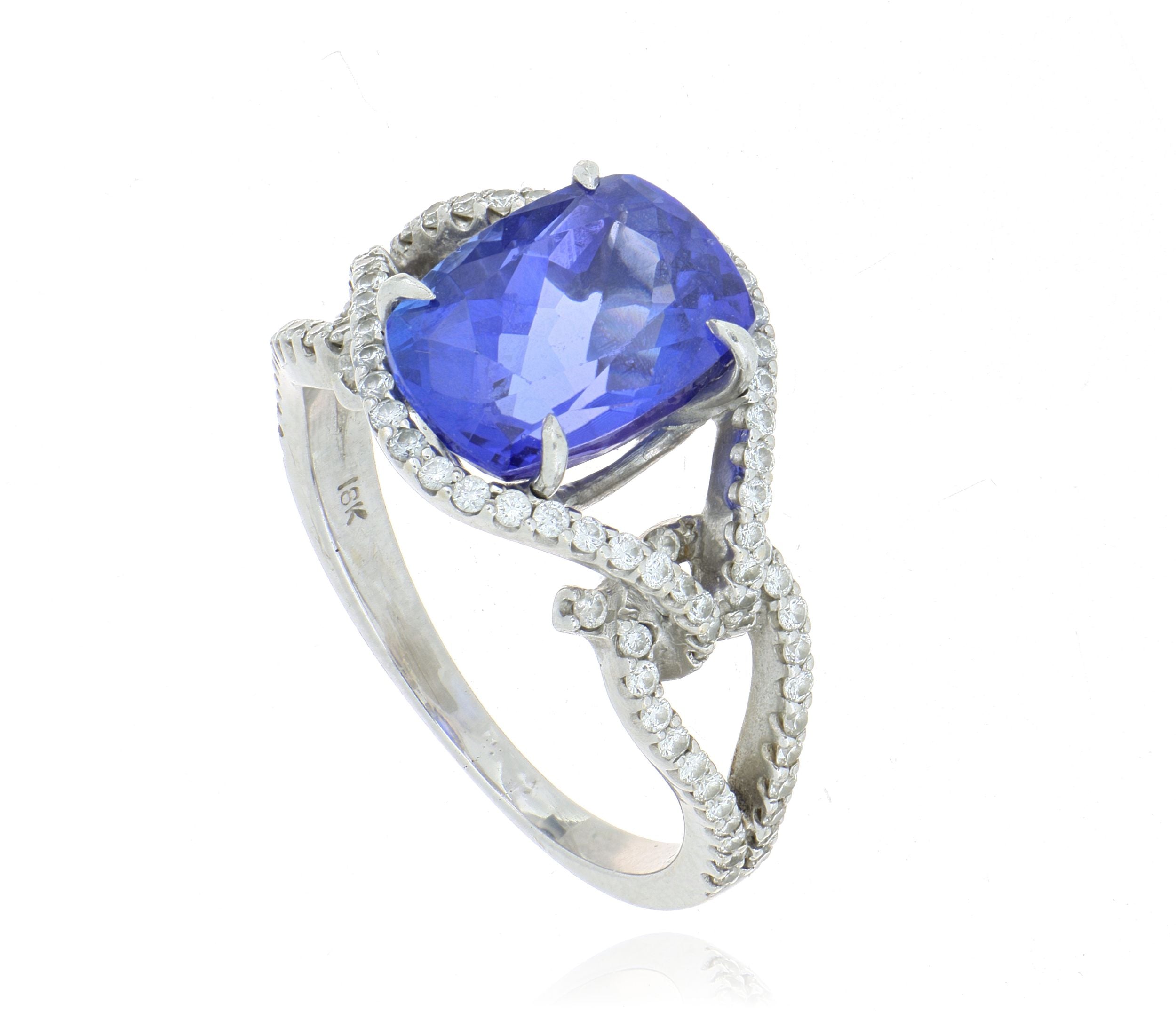 18k White Gold Tanzanite and Diamond Ring