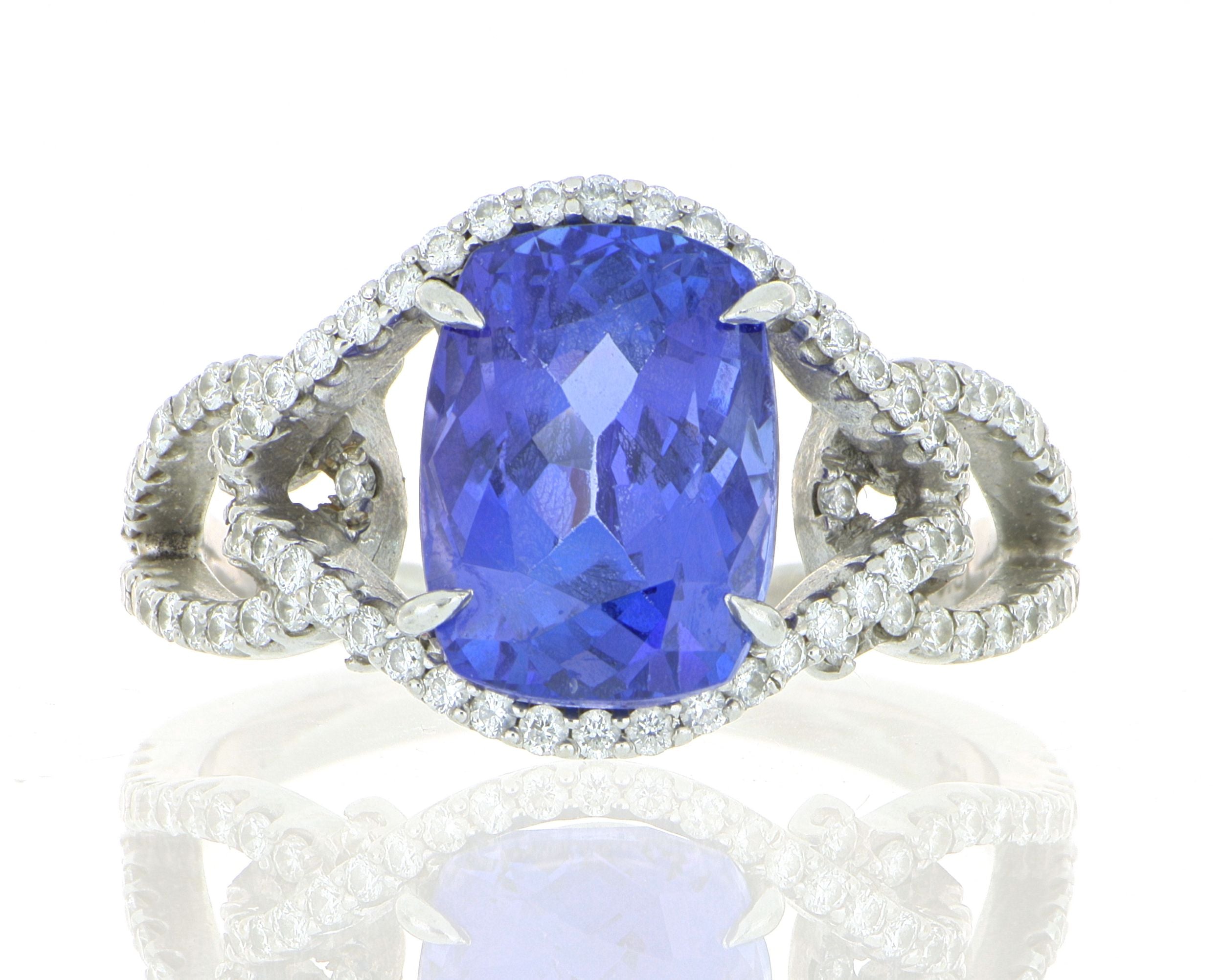 18k White Gold Tanzanite and Diamond Ring