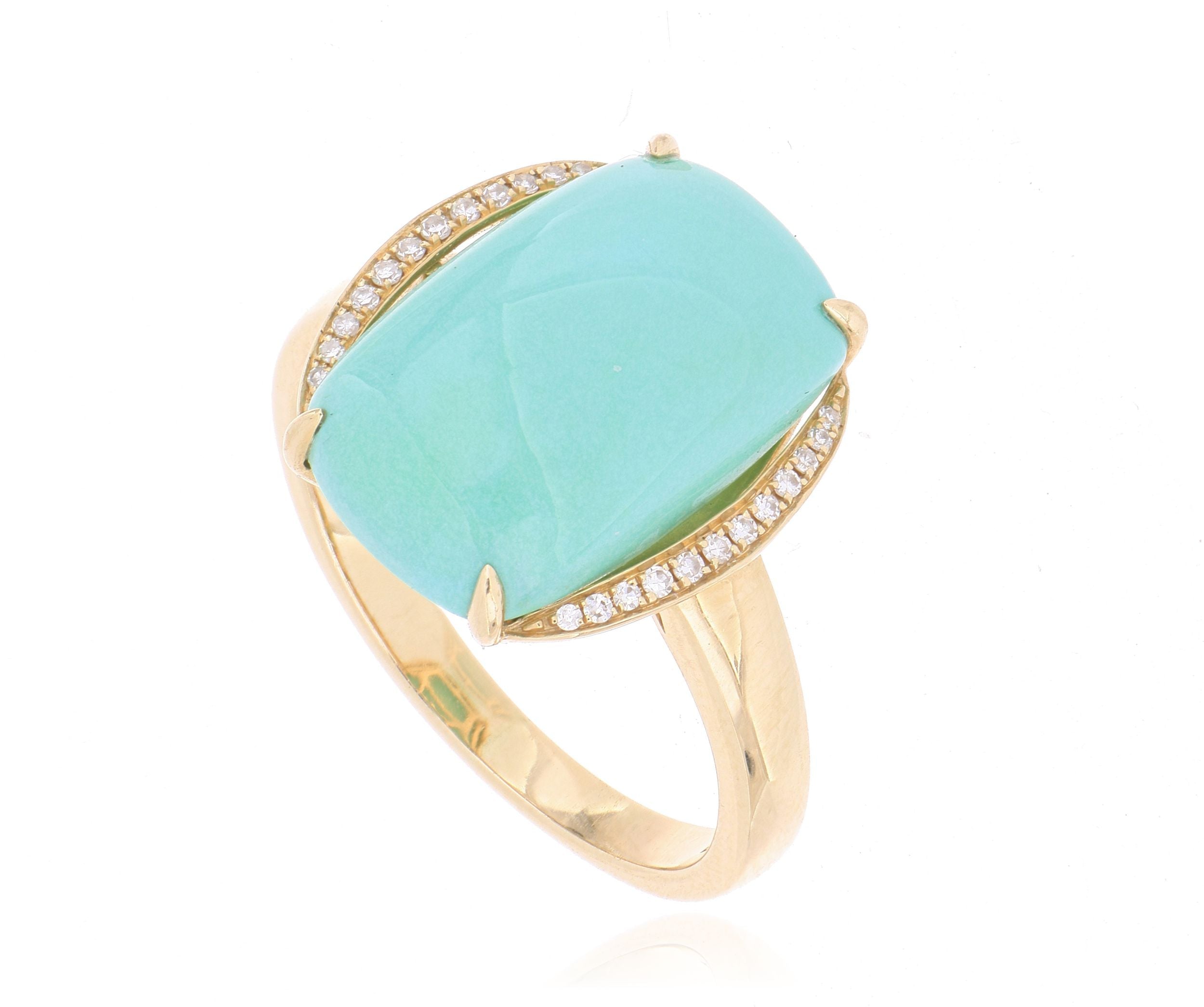 14k Turquoise and Diamond Ring - Charles Koll Jewelers