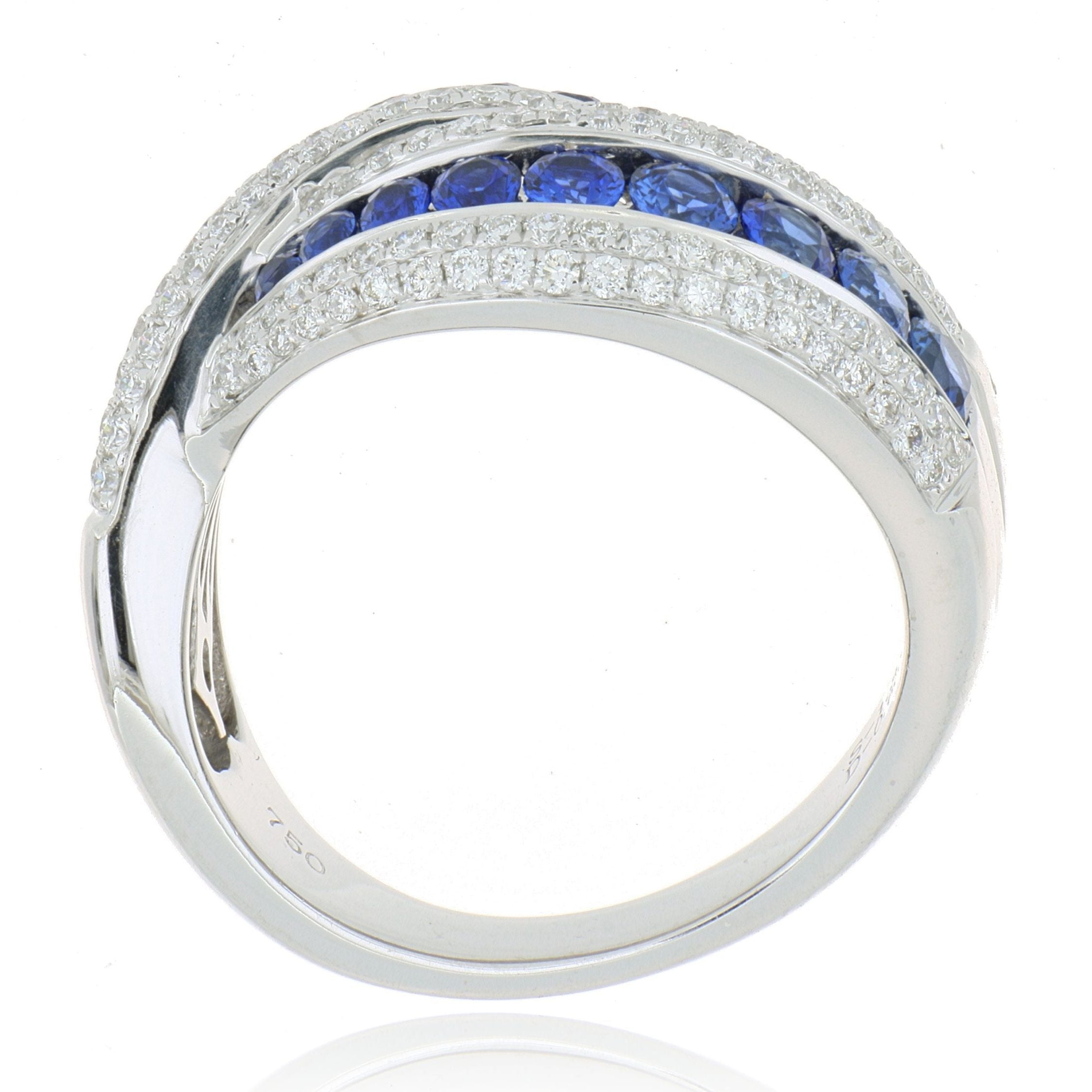 18k White Gold Blue Sapphire and Diamond Cocktail Ring