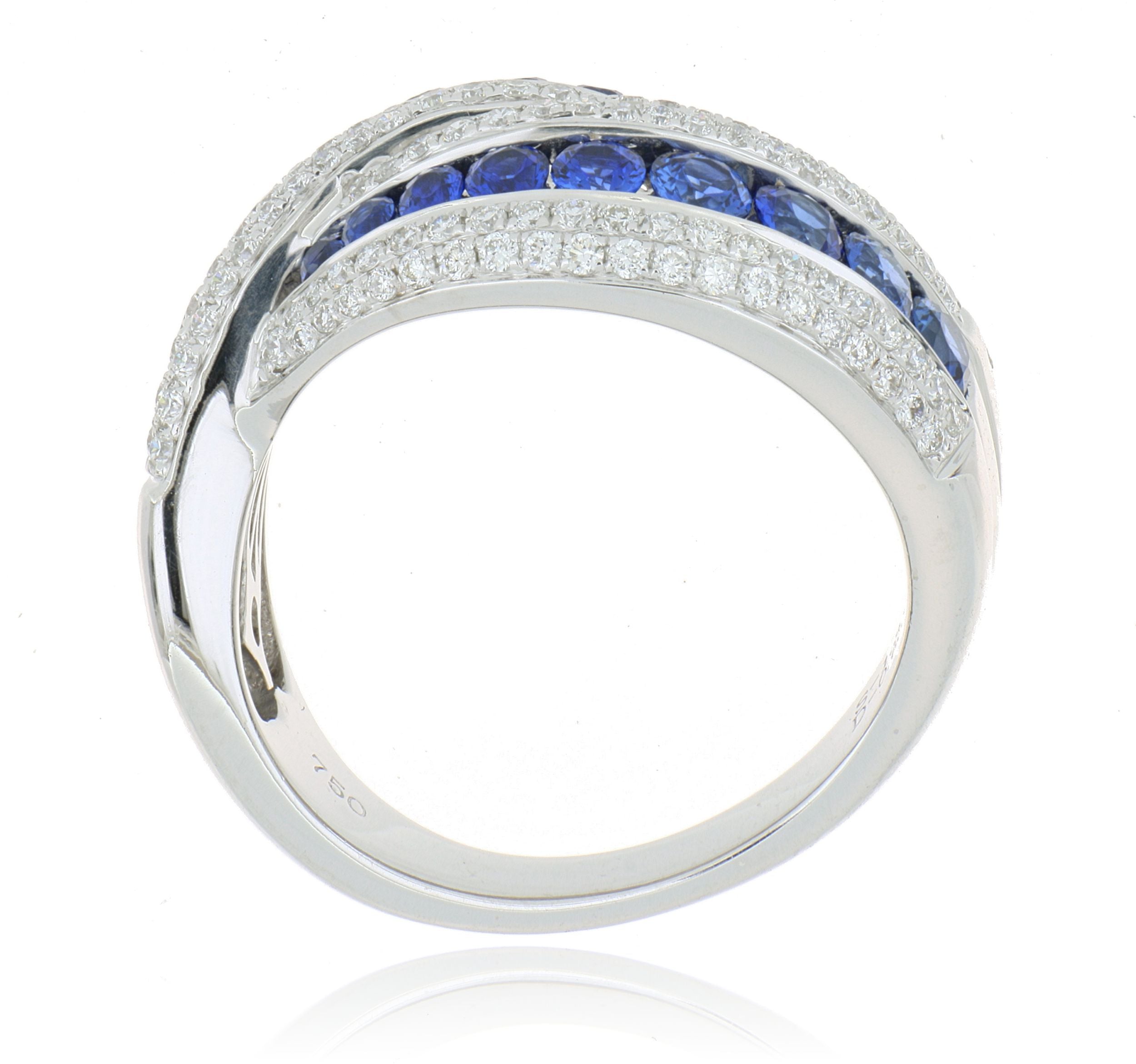 18k White Gold Diamond and Blue Sapphire Ring