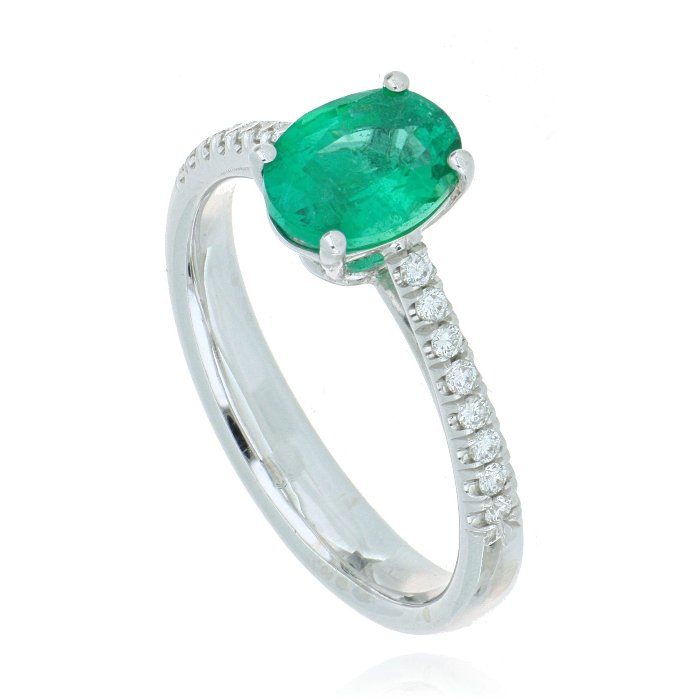 18k White Gold Emerald and Diamond Ring