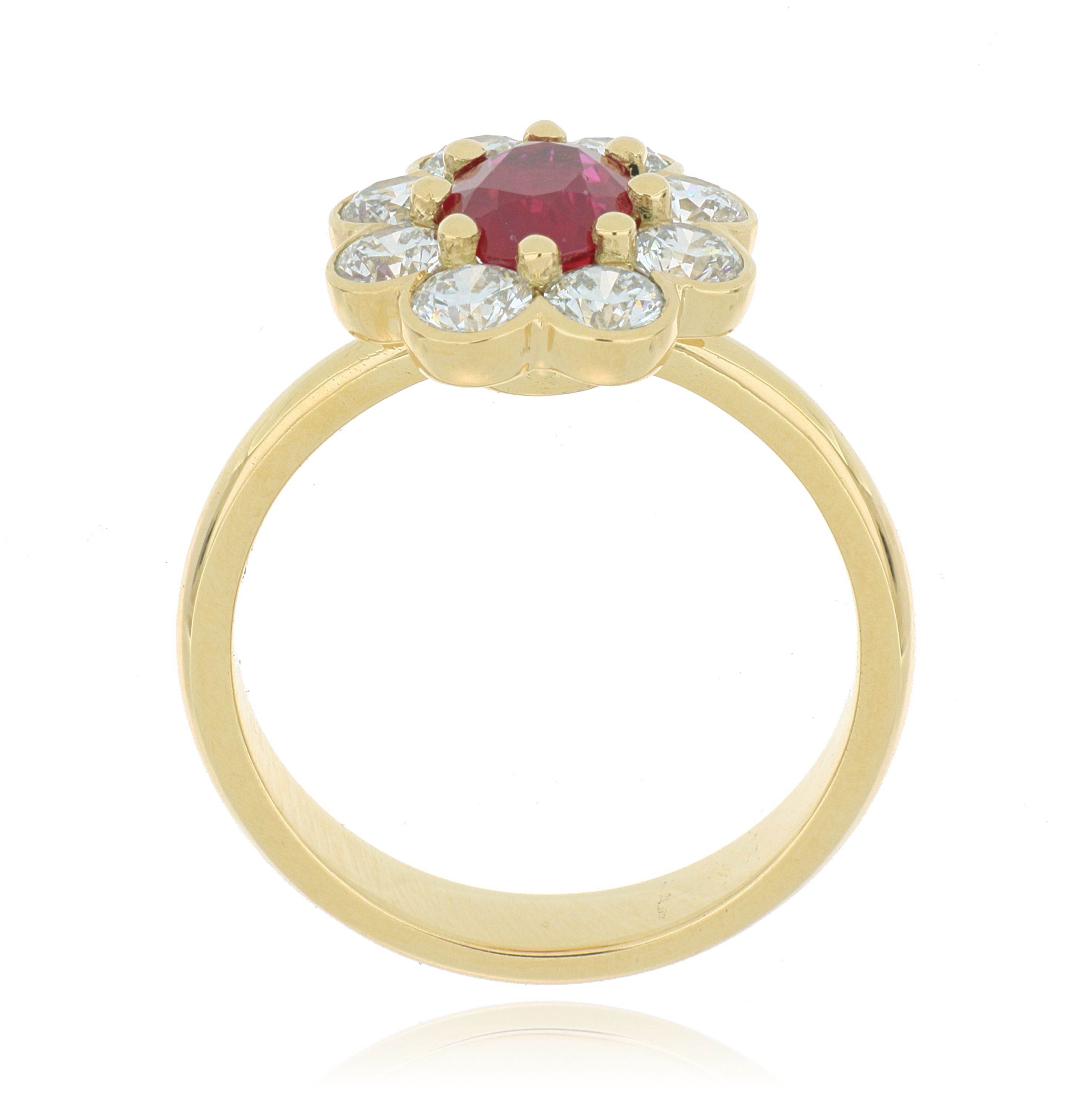 18k Yellow Ruby and Diamond Ring