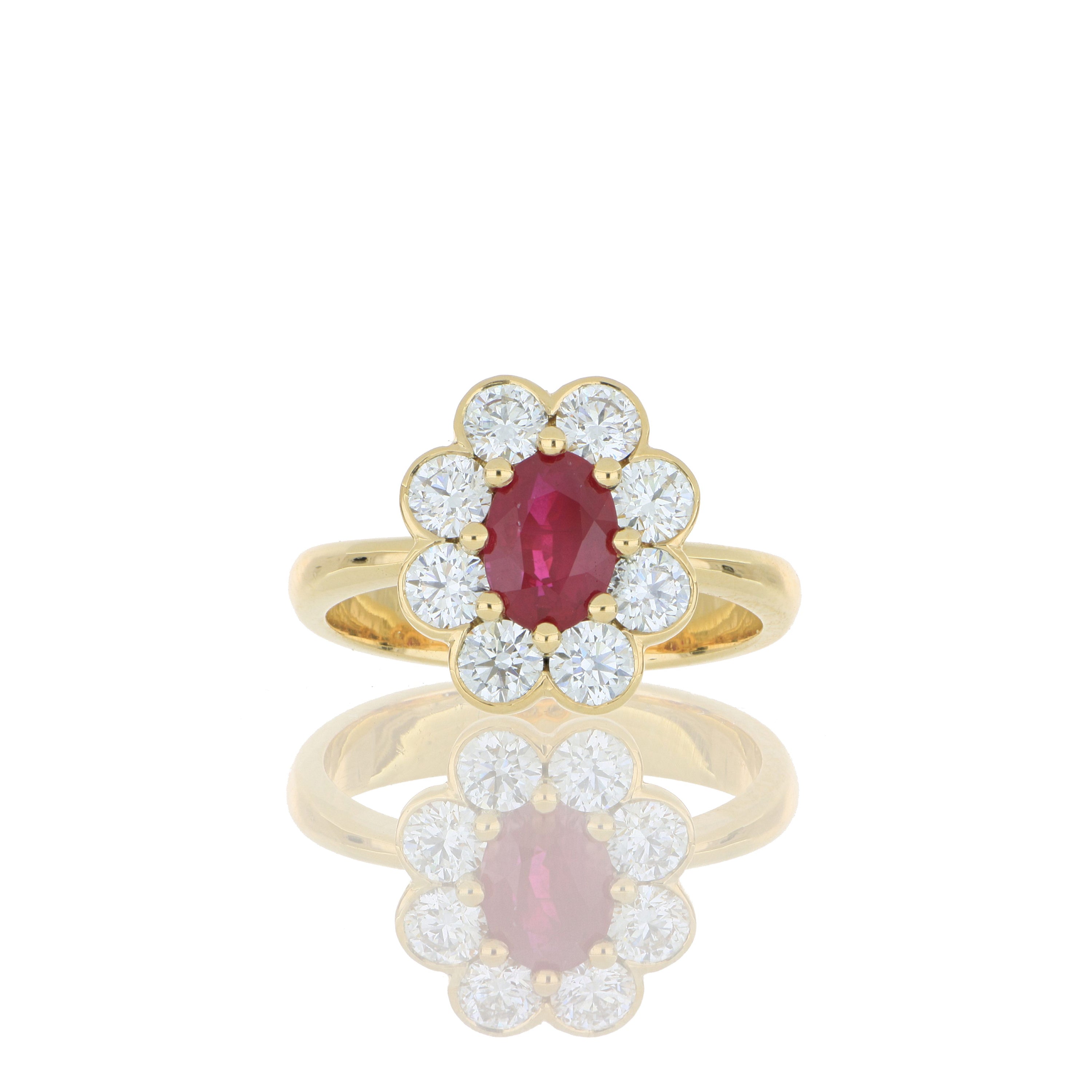 18k Yellow Ruby and Diamond Ring