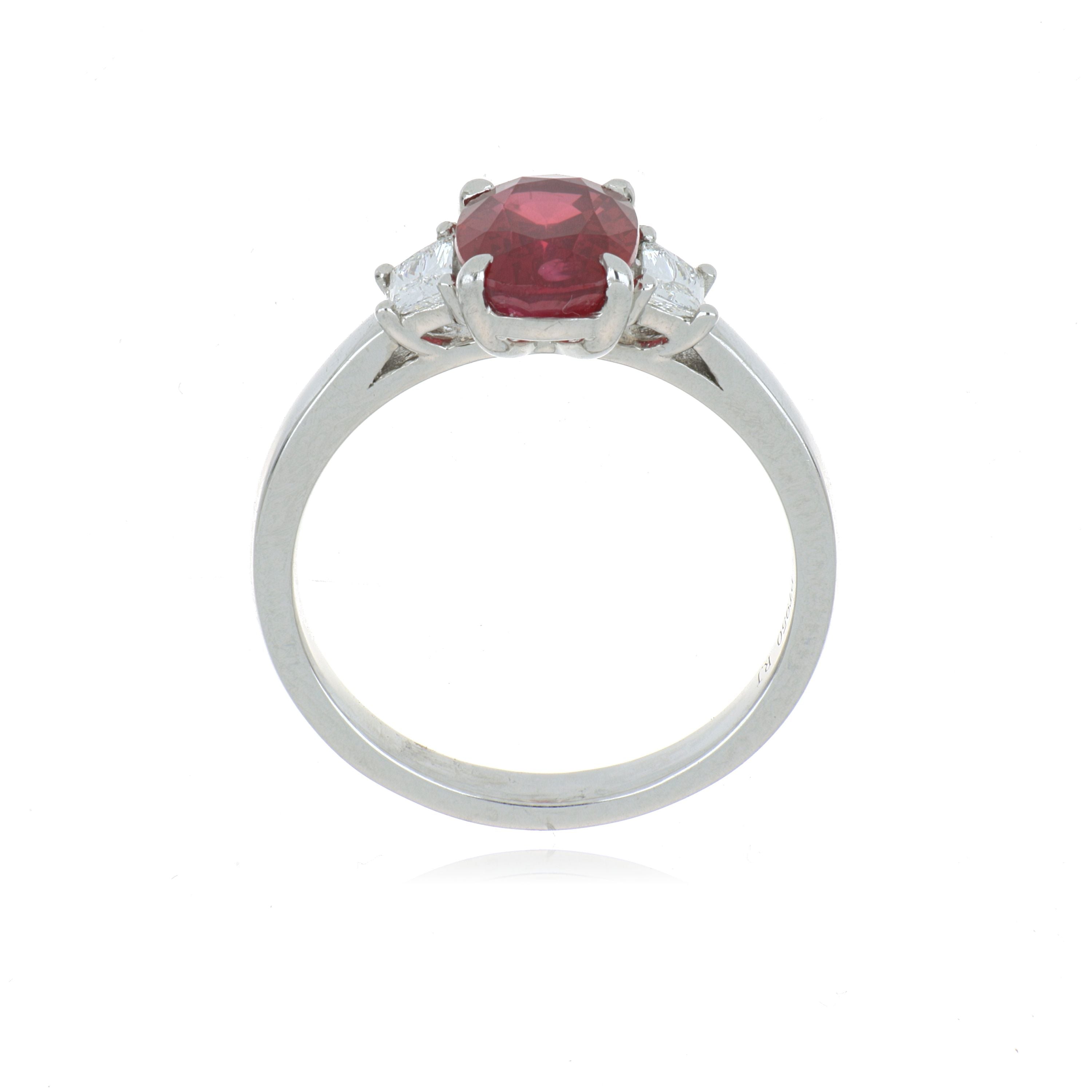 18k White Gold Ruby and Diamond Accented Ring