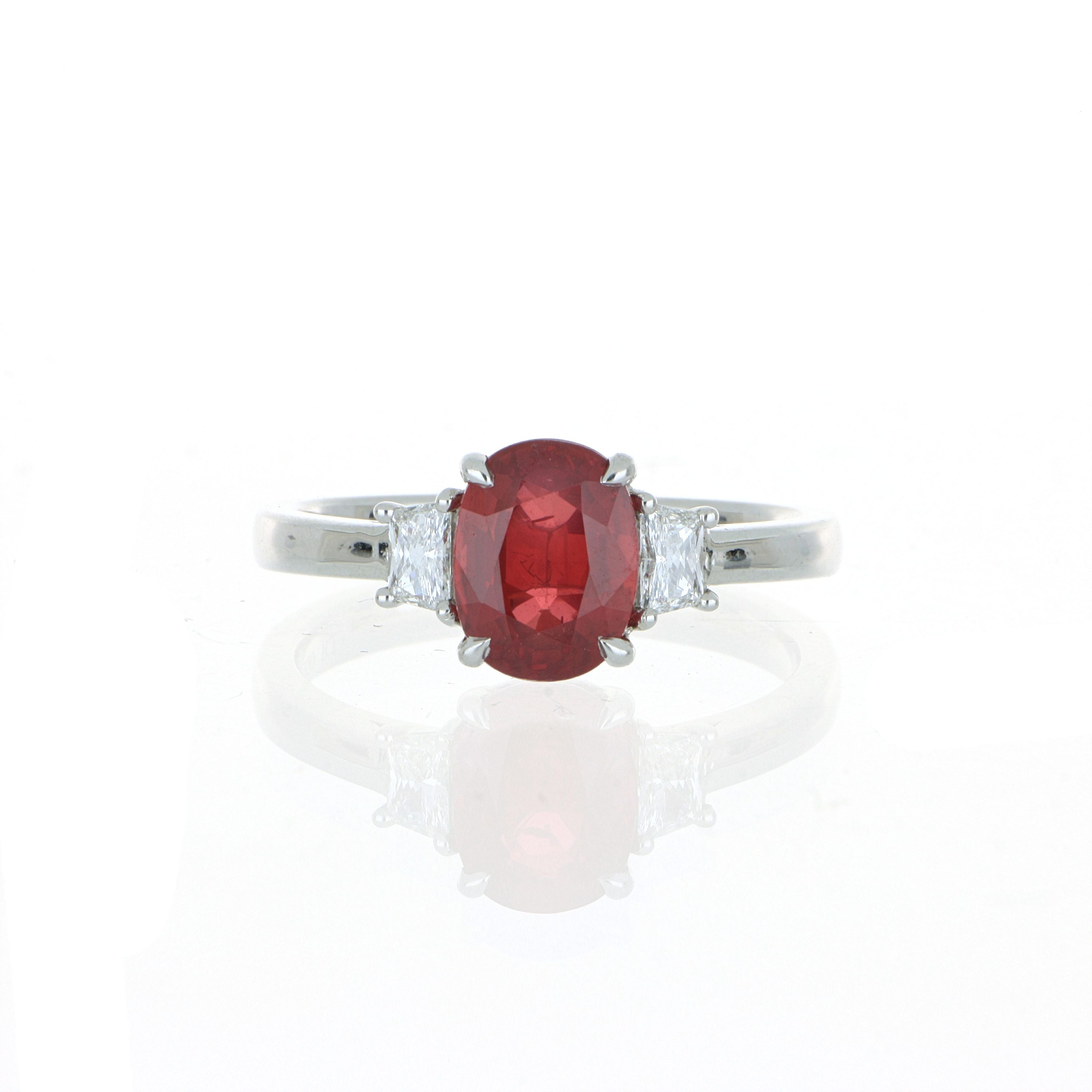 18k White Gold Ruby and Diamond Accented Ring