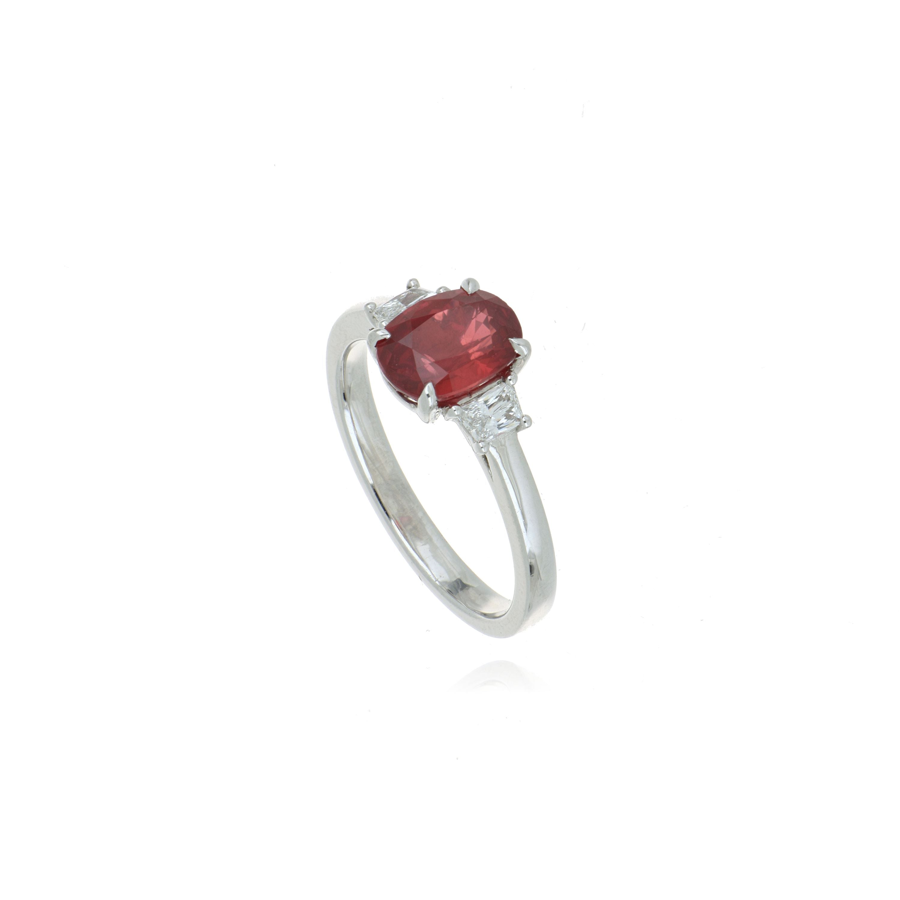 18k White Gold Ruby and Diamond Accented Ring