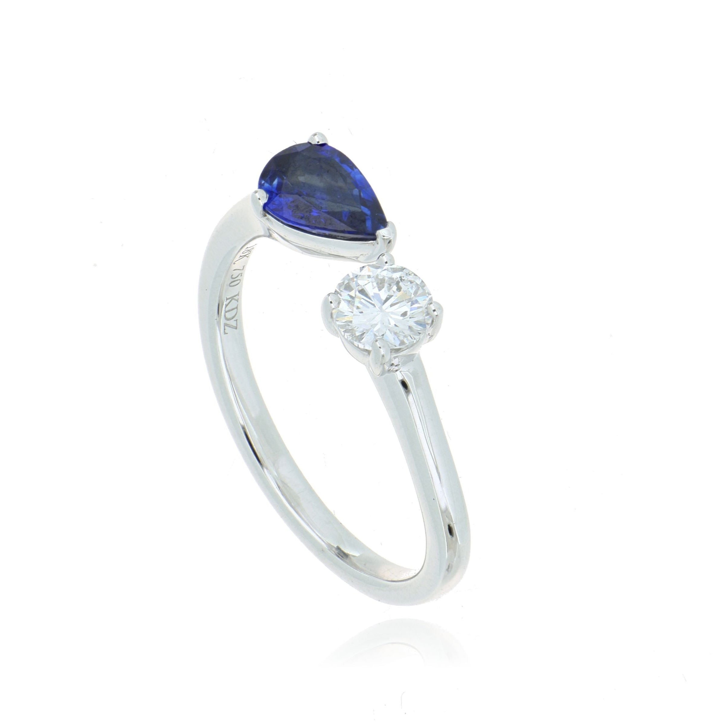 18k White Gold Blue Sapphire and Diamond Ring