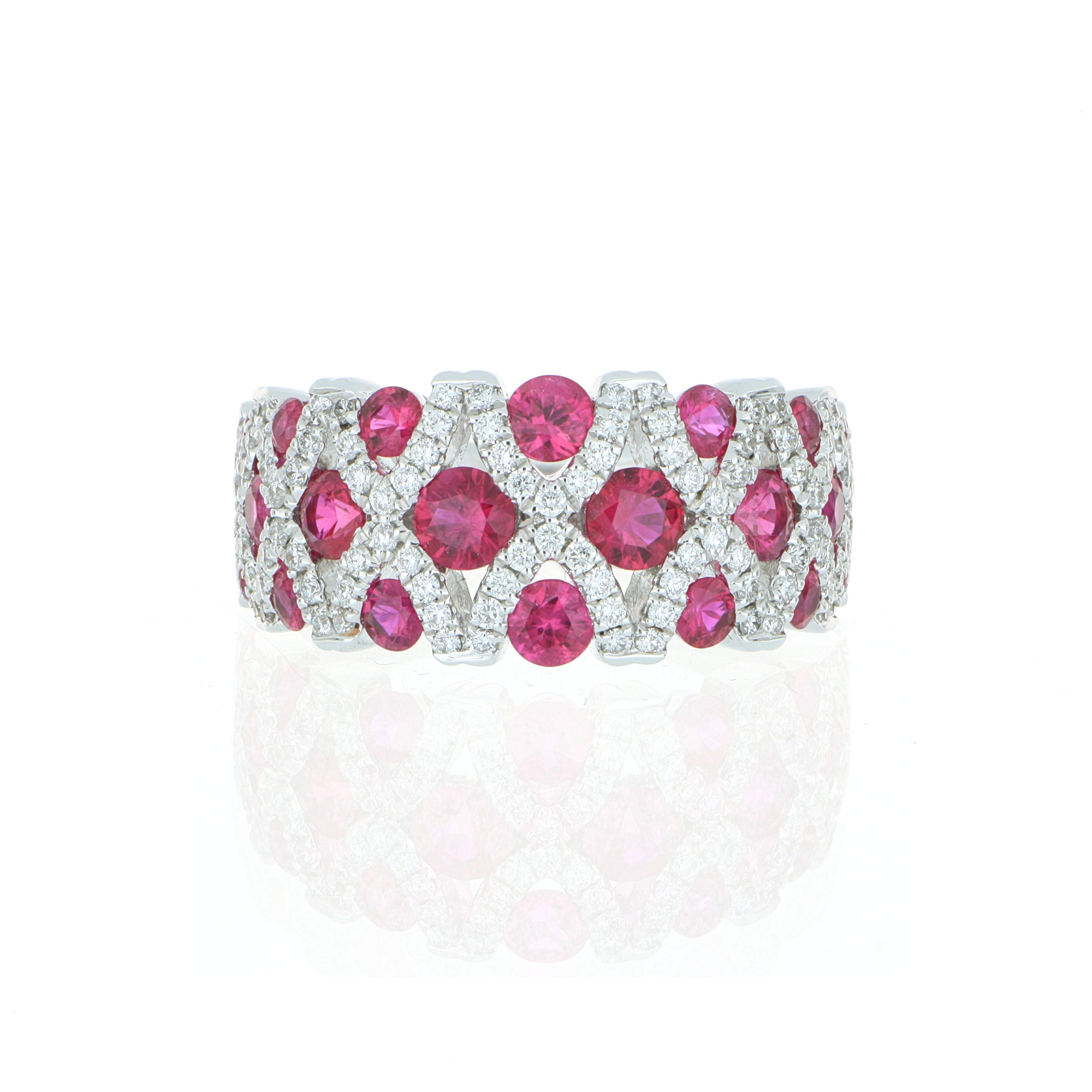 18k White Gold Ruby and Diamond Fashion Ring