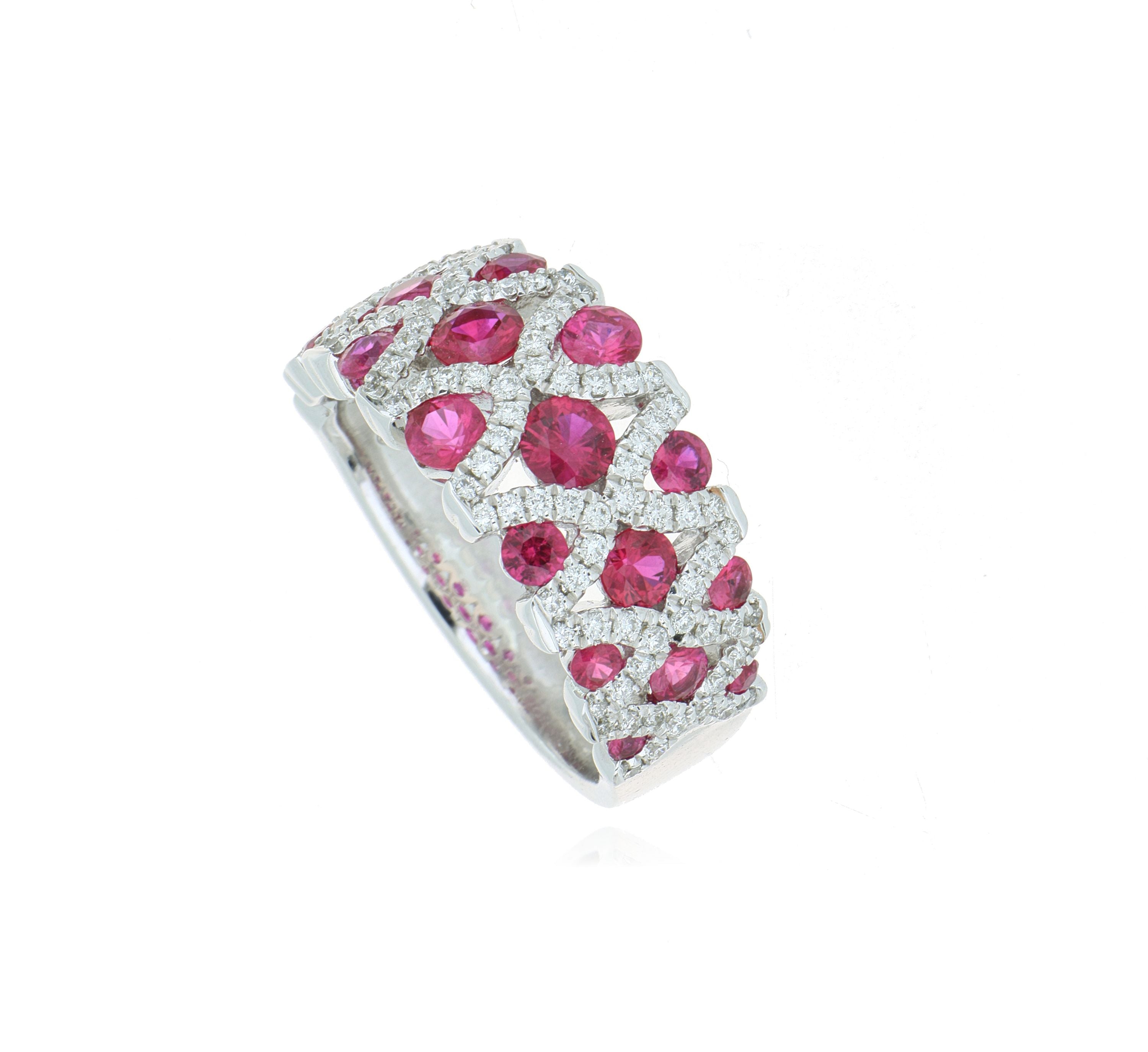 18k White Gold Ruby and Diamond Fashion Ring