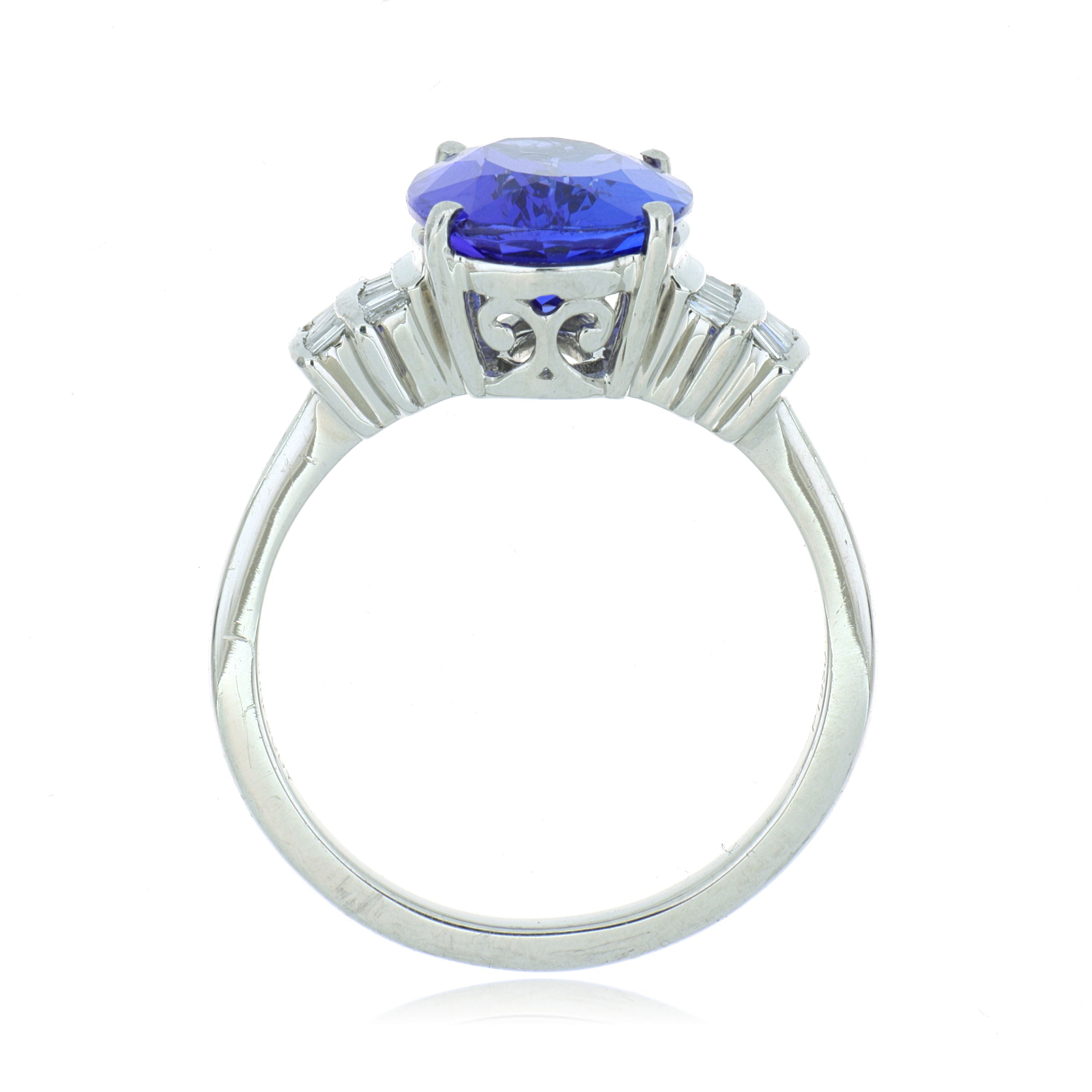 Platinum Oval Shaped Tanzanite and Diamond Cocktail Ring