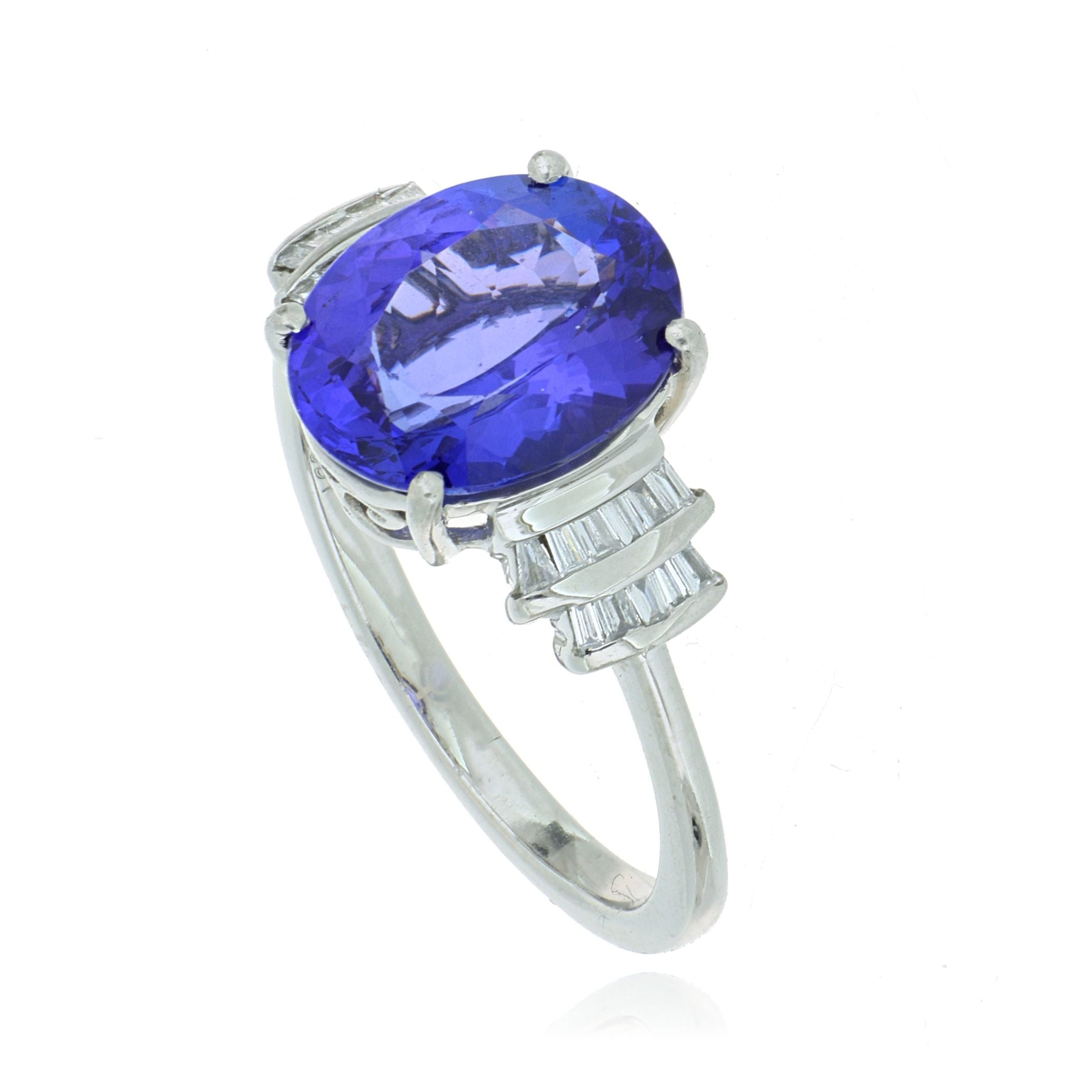 Platinum Oval Shaped Tanzanite and Diamond Cocktail Ring