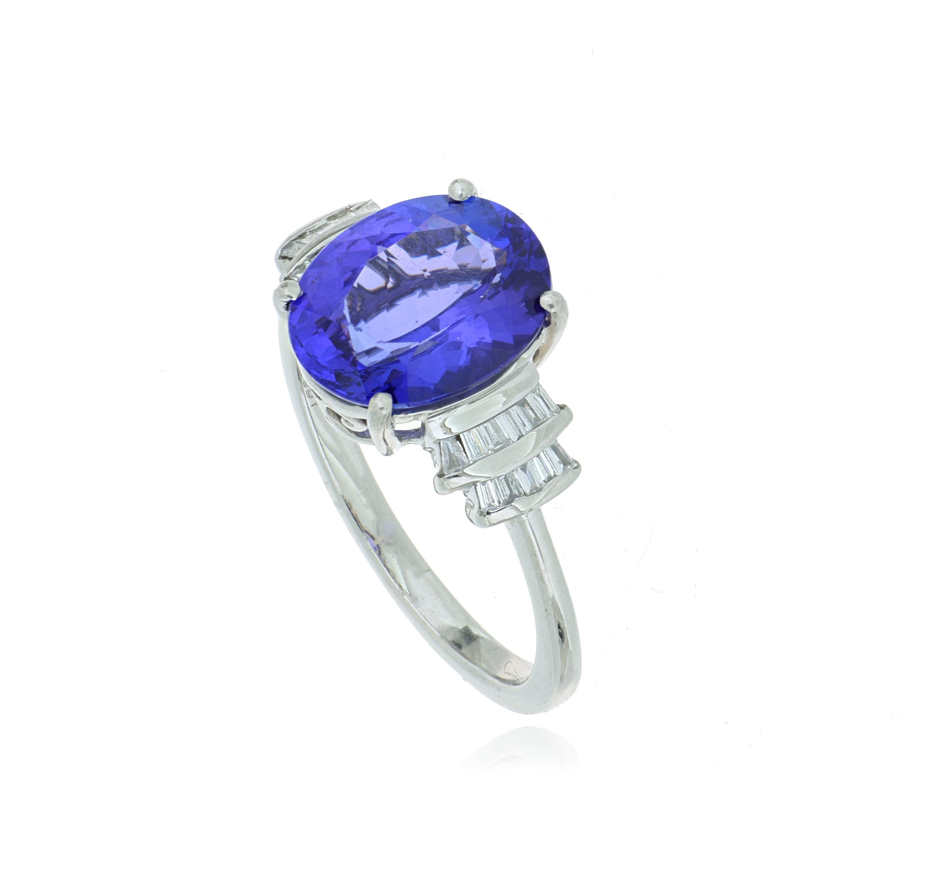 Platinum Oval Shaped Tanzanite and Diamond Cocktail Ring