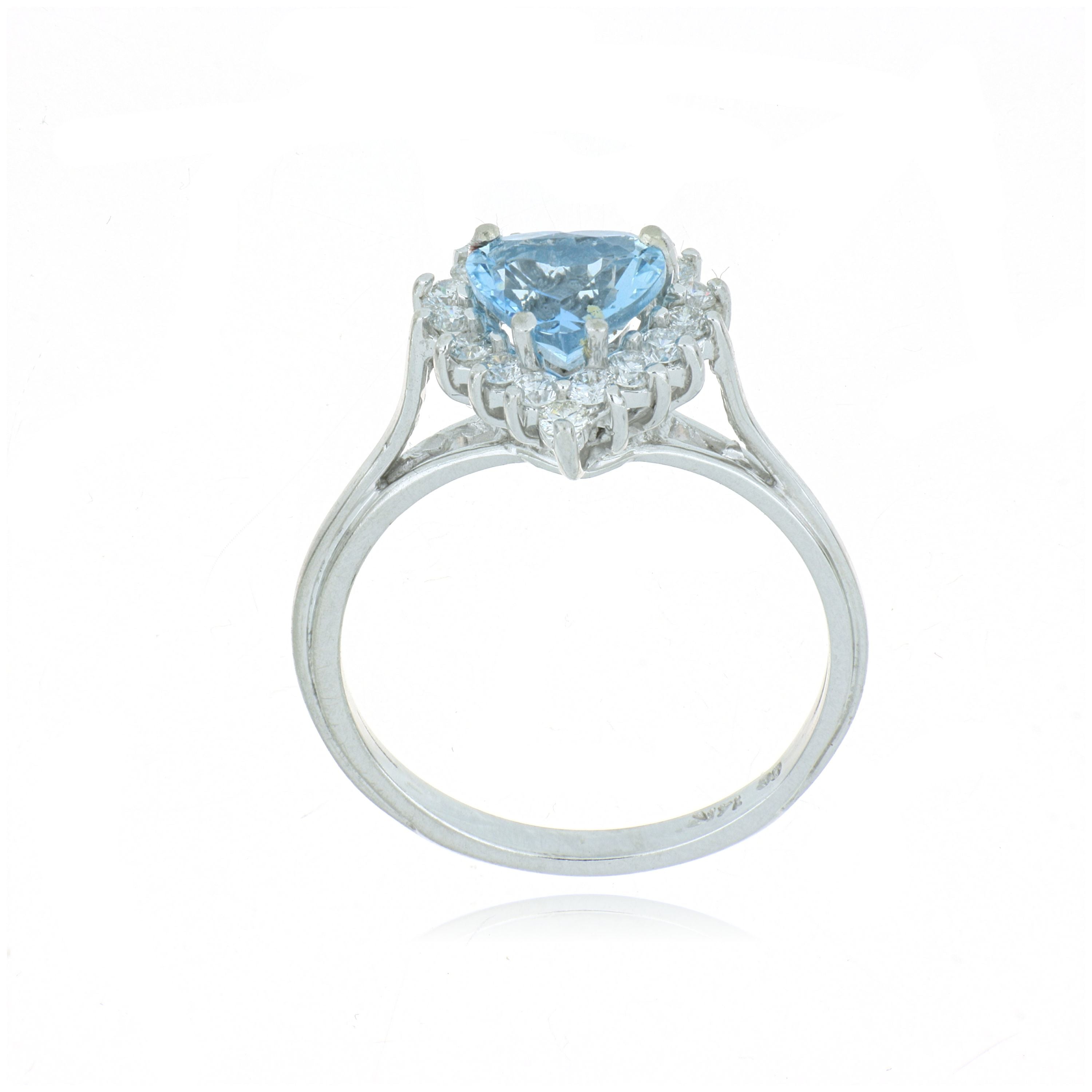 14k White Gold Aquamarine and Diamond Fashion Ring