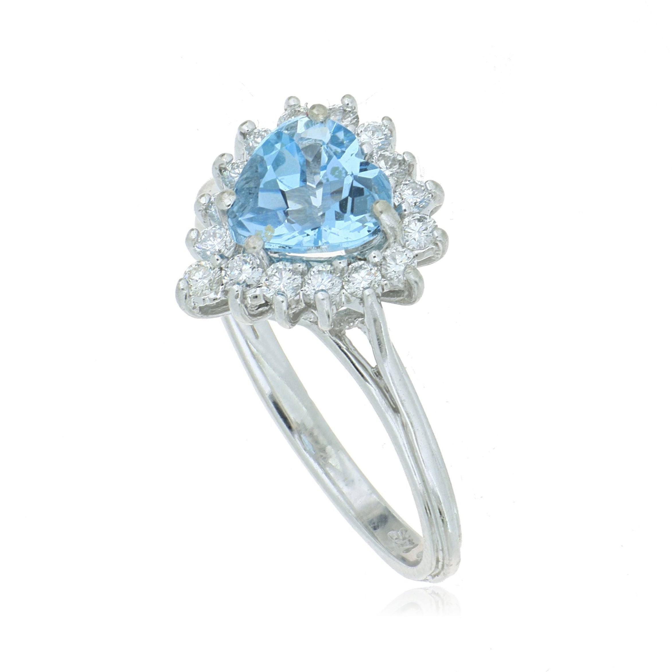 14k White Gold Aquamarine and Diamond Ring