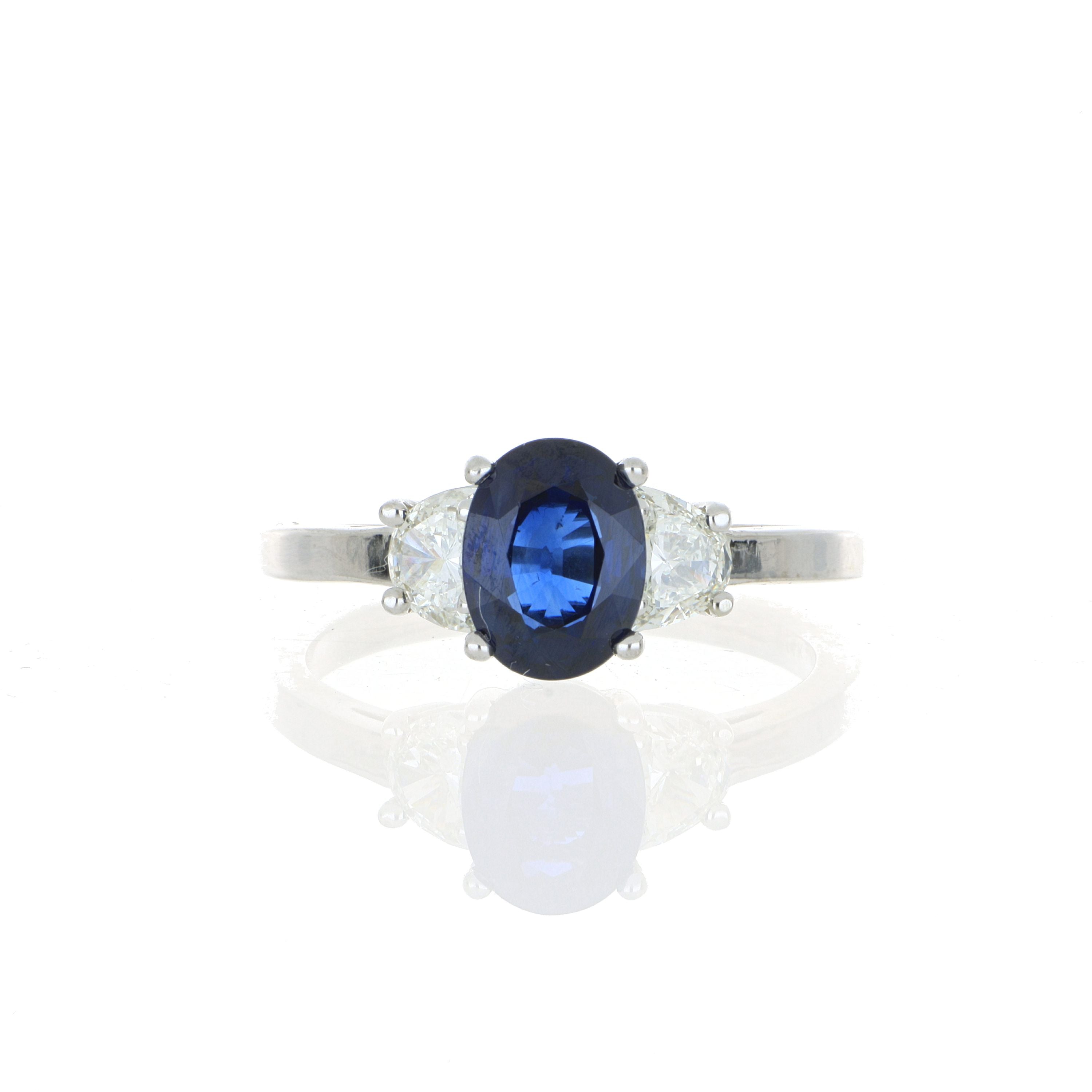 14k White Gold Sapphire and Diamond Ring
