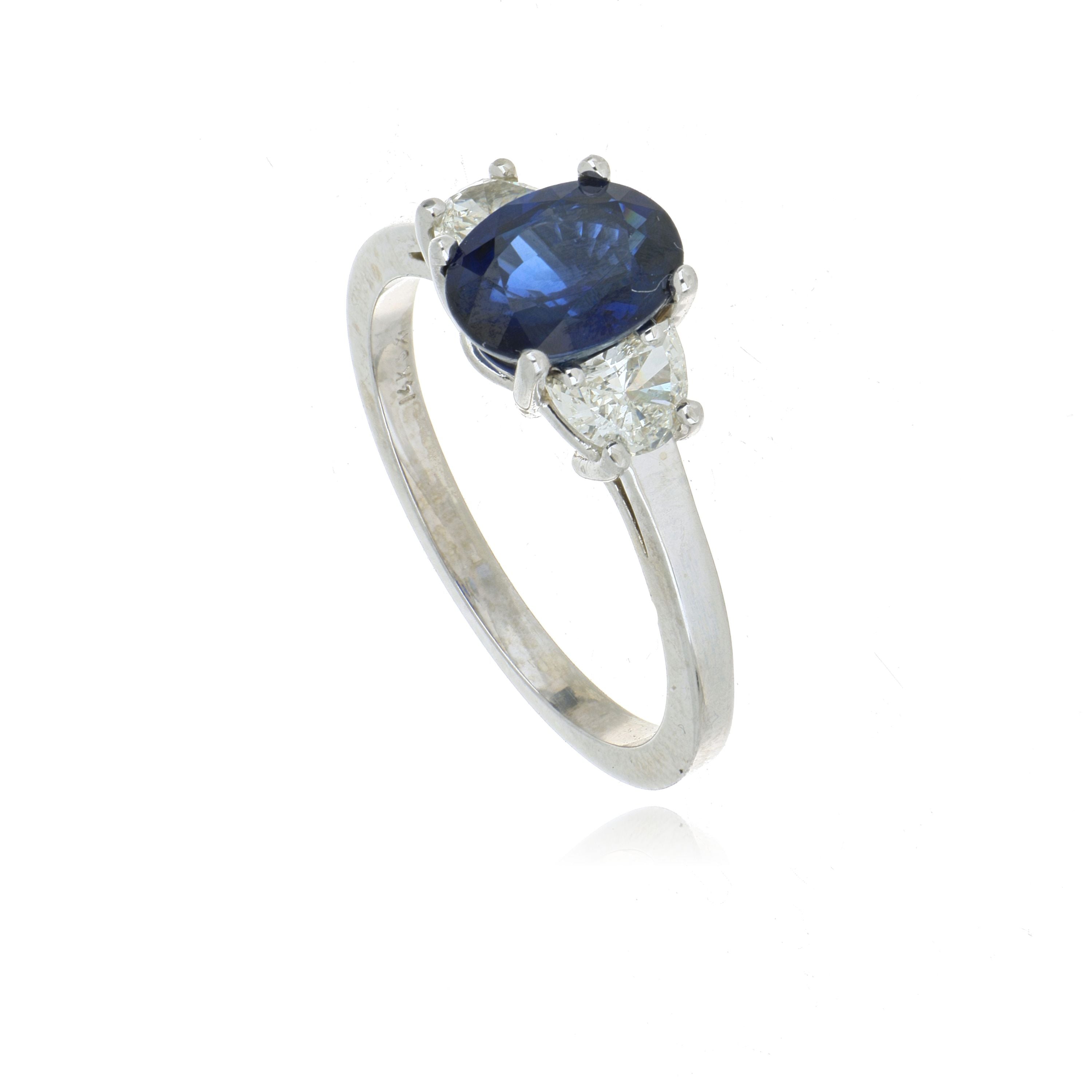 14k White Gold Sapphire and Diamond Ring