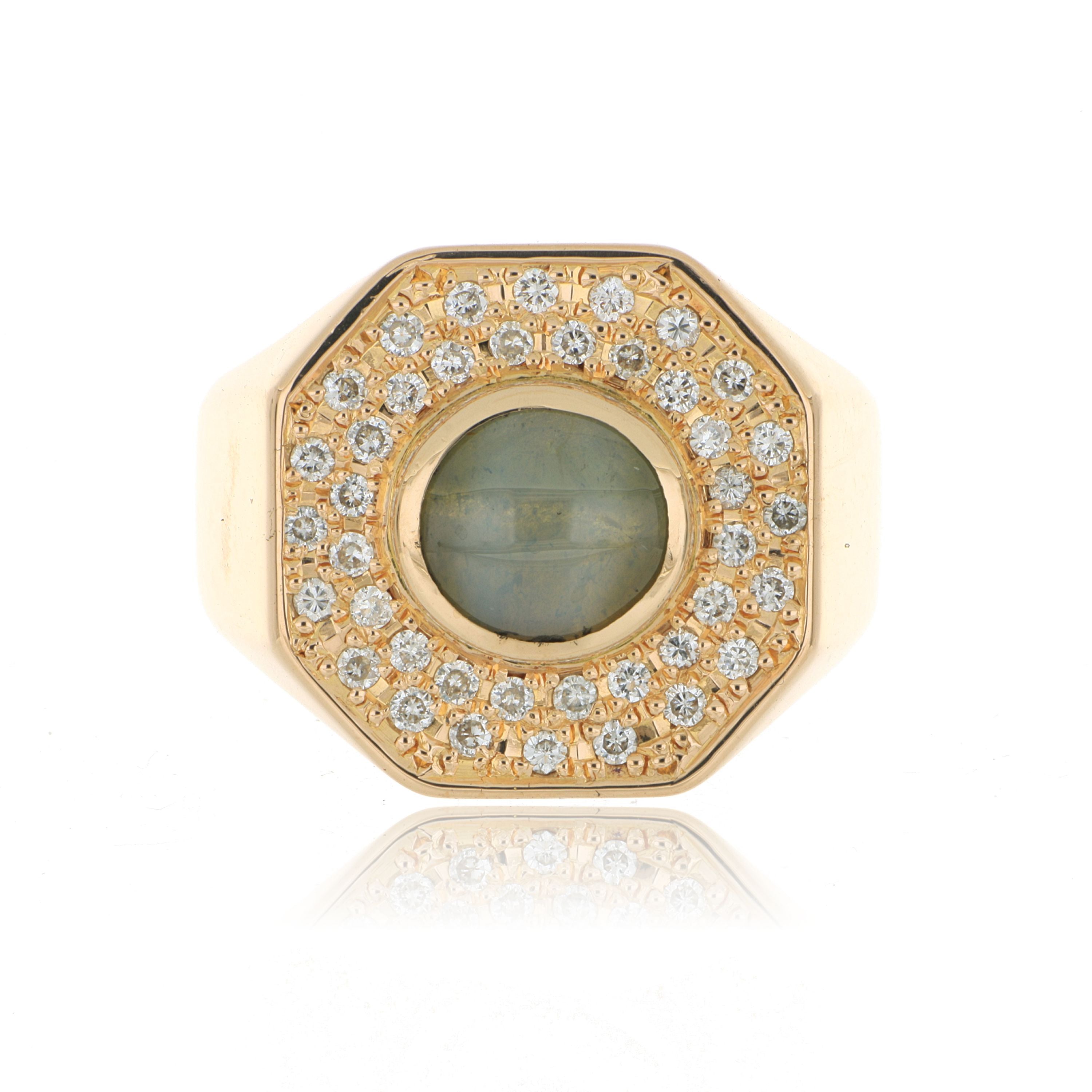 14k Yellow Gold Diamond Accented Cat's Eye Ring